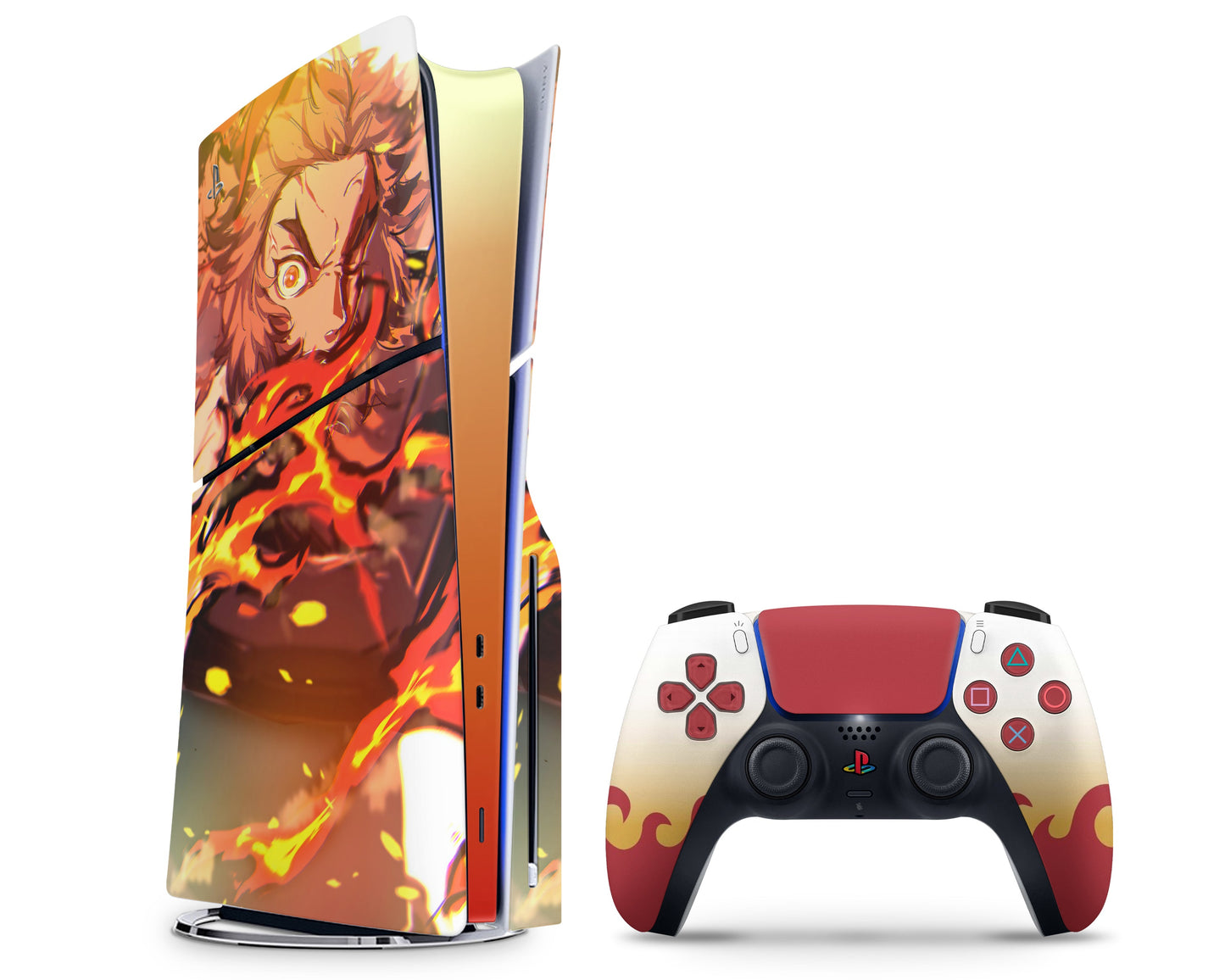 Anime Town Creations PS5 Slim Demon Slayer Rengoku PS5 Slim Skins - Anime Demon Slayer PS5 Slim Skin