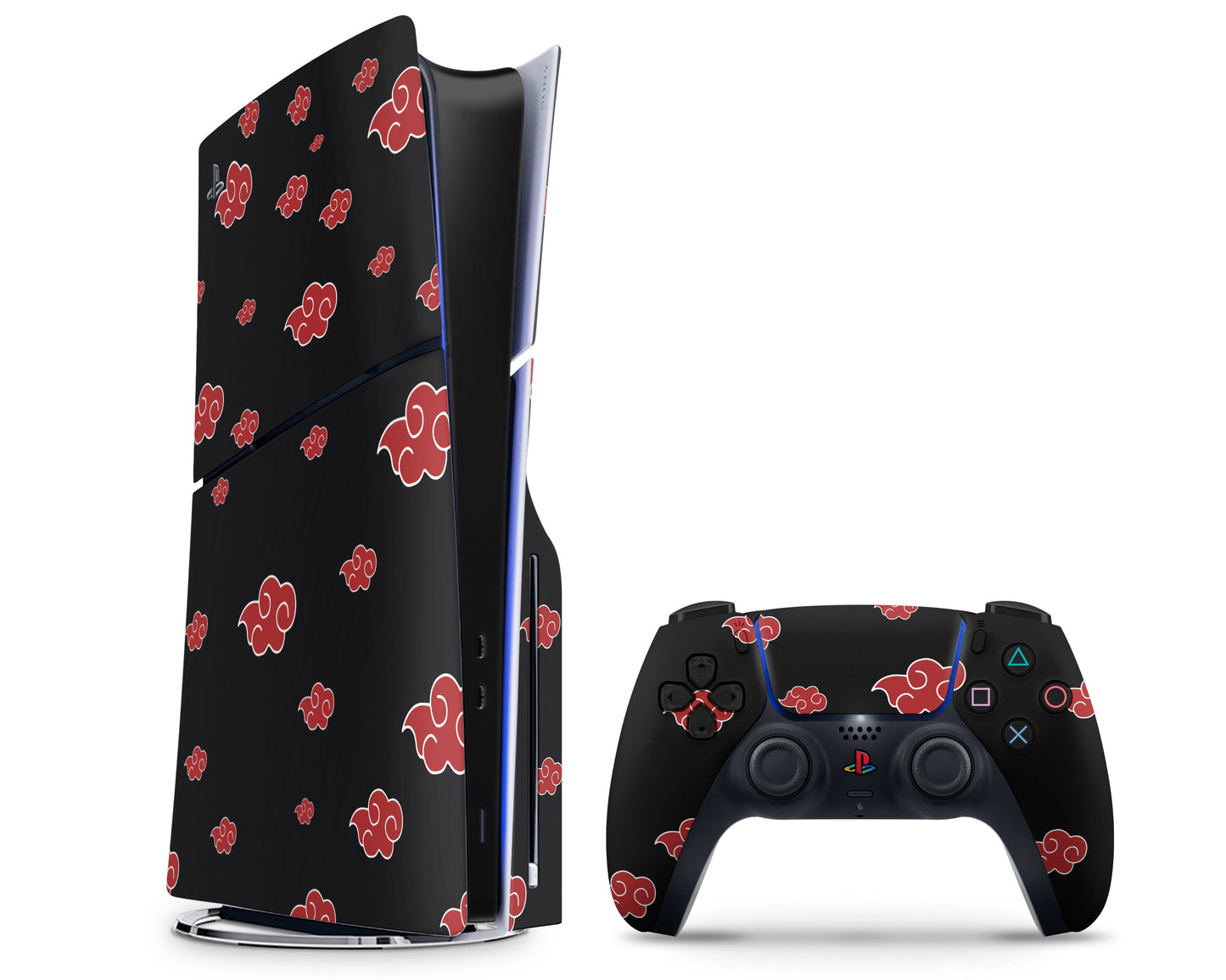 Anime Town Creations PS5 Slim Akatsuki Clouds Pattern PS5 Slim Skins - Anime Ninja PS5 Slim Skin