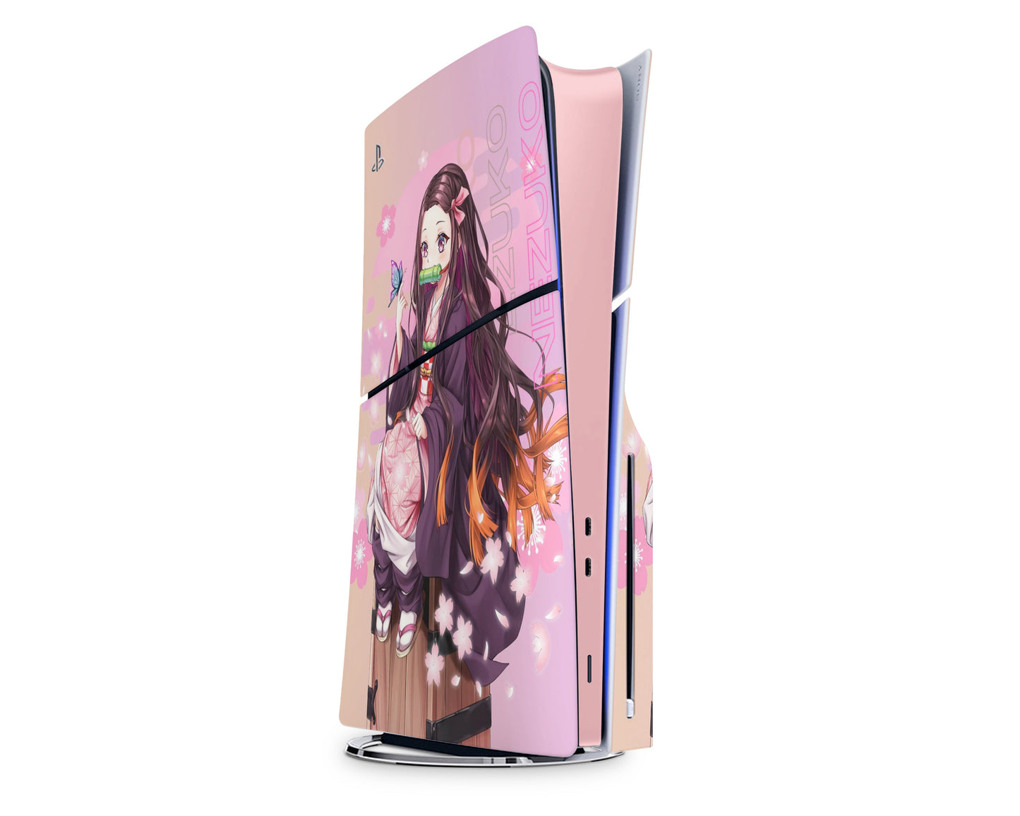 Anime Town Creations PS5 Slim Demon Slayer Nezuko Pink Hype PS5 Slim Skins - Anime Demon Slayer PS5 Slim Skin