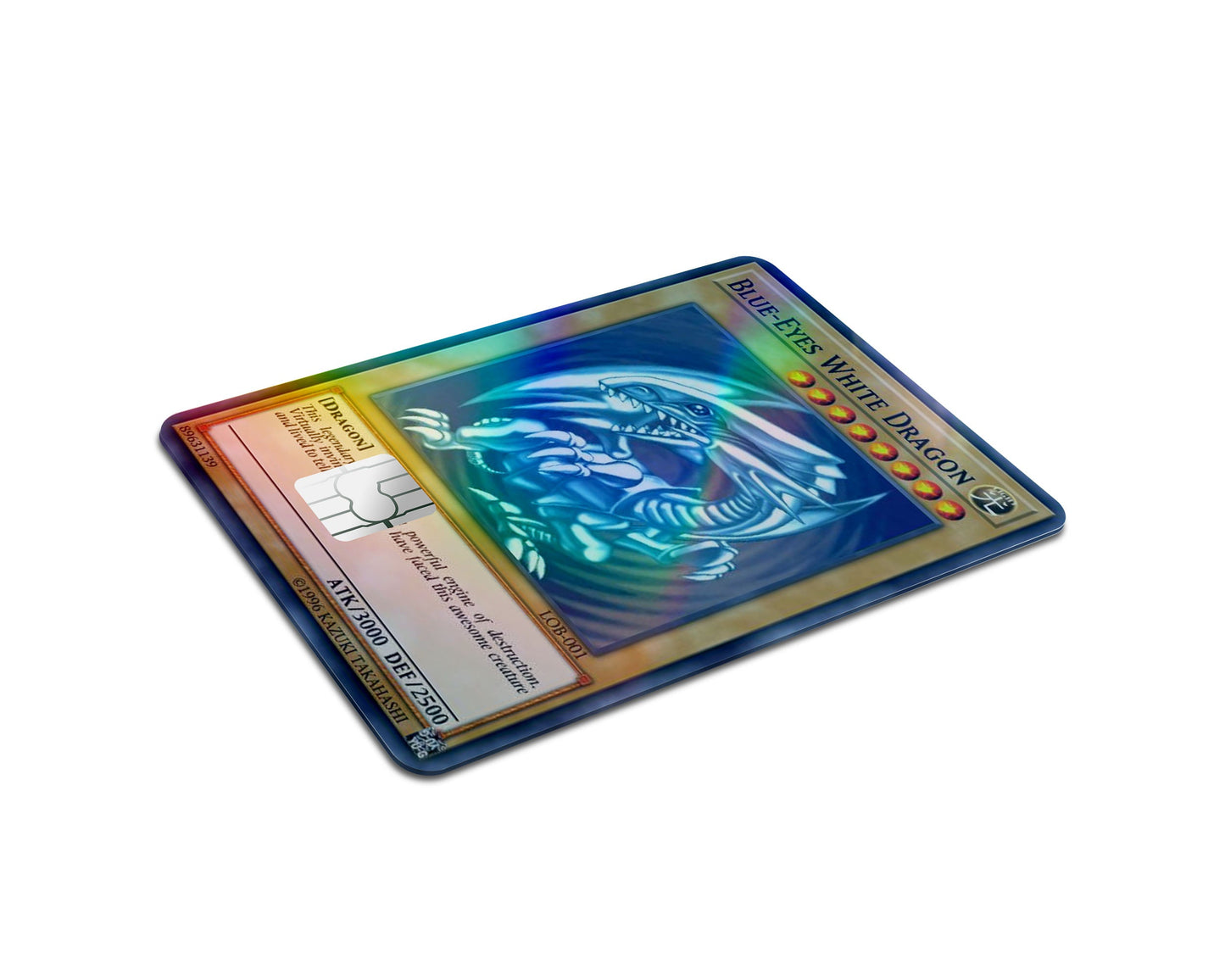 Anime Town Creations Holographic Credit Card Yu Gi Oh Blue Eyes White Dragon Card Half Skins - Anime YGO Holographic Credit Card Skin