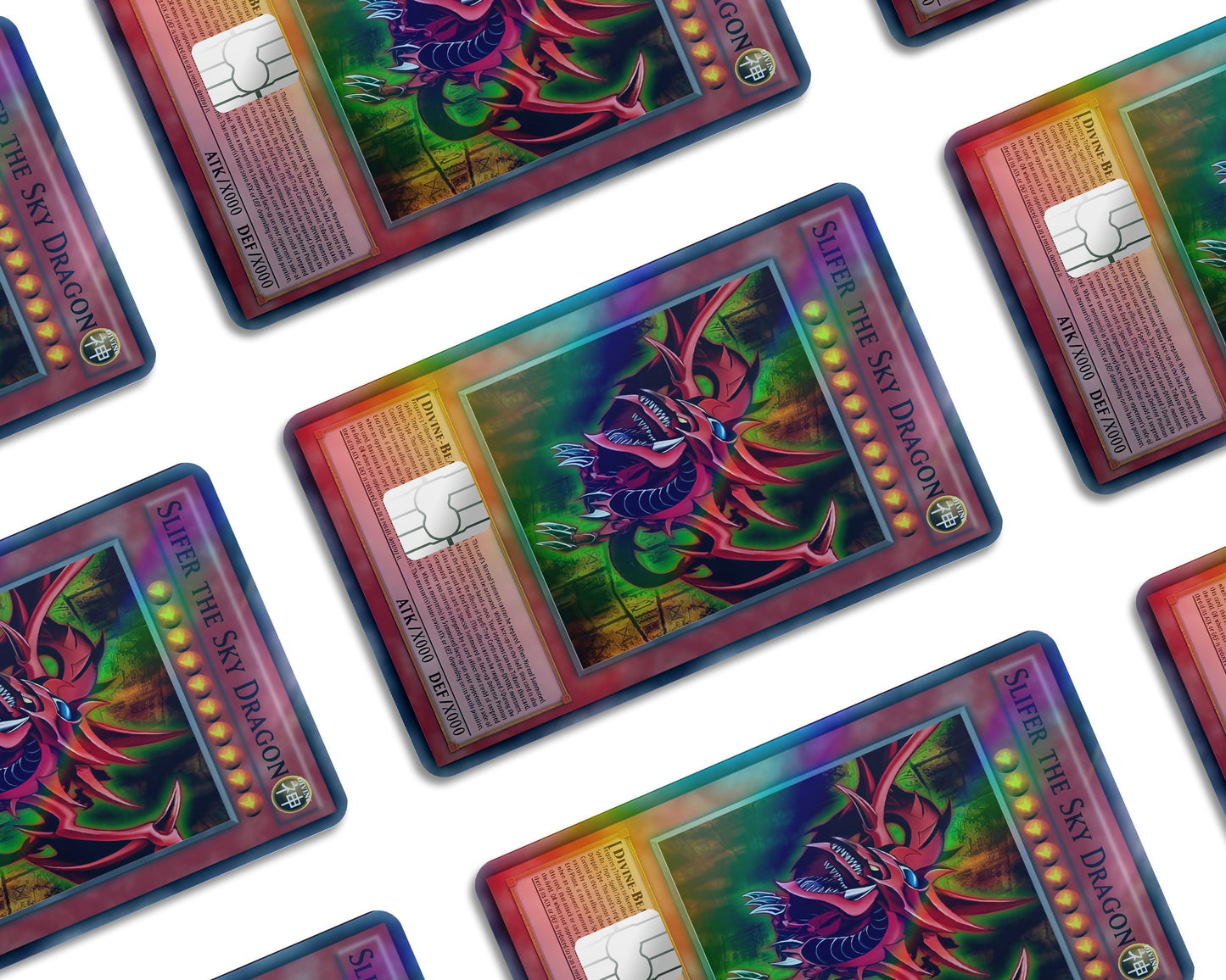 Anime Town Creations Holographic Credit Card Slifer the Sky Dragon Card Window Skins - Anime YGO Holographic Credit Card Skin