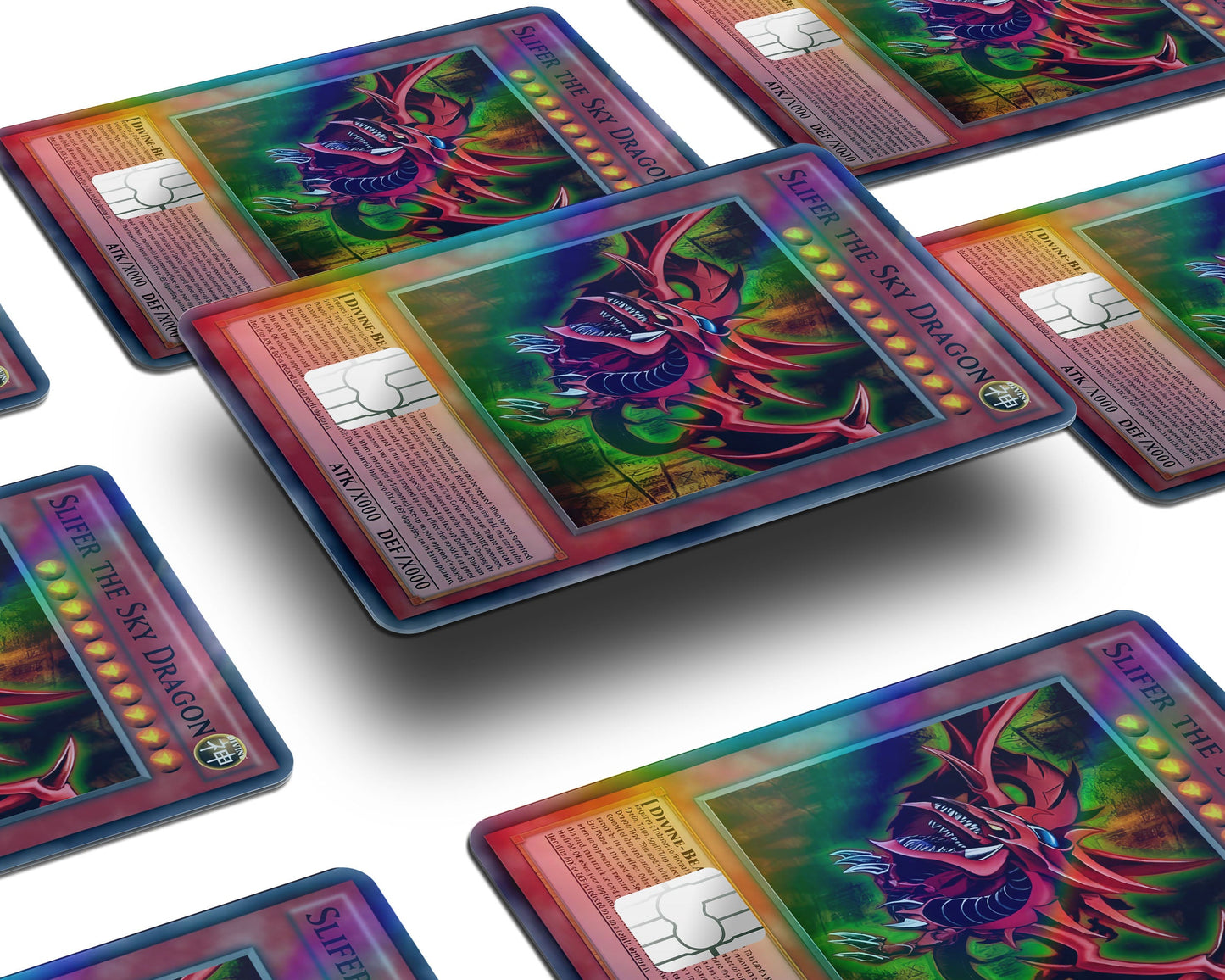 Anime Town Creations Holographic Credit Card Slifer the Sky Dragon Card Window Skins - Anime YGO Holographic Credit Card Skin