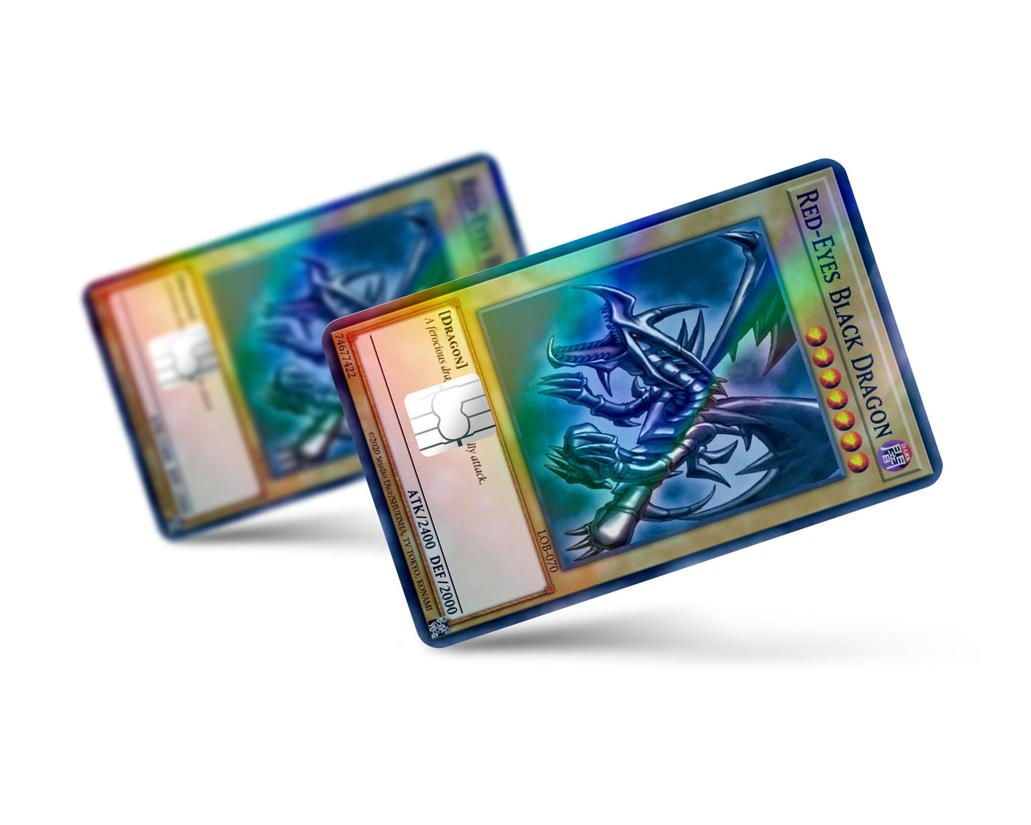 Anime Town Creations Holographic Credit Card Red Eyes Black Dragon Card Full Skins - Anime YGO Holographic Credit Card Skin