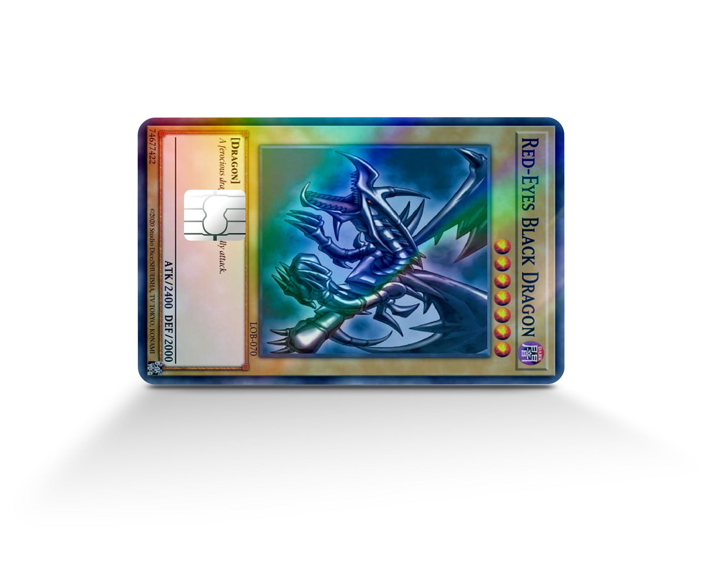 Anime Town Creations Holographic Credit Card Red Eyes Black Dragon Card Full Skins - Anime YGO Holographic Credit Card Skin