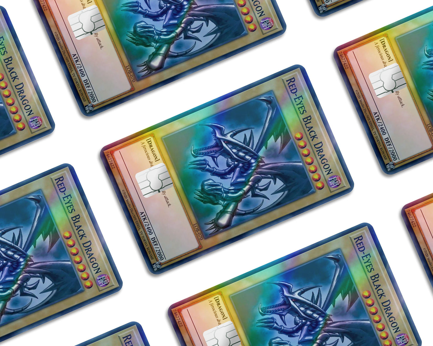 Anime Town Creations Holographic Credit Card Red Eyes Black Dragon Card Window Skins - Anime YGO Holographic Credit Card Skin