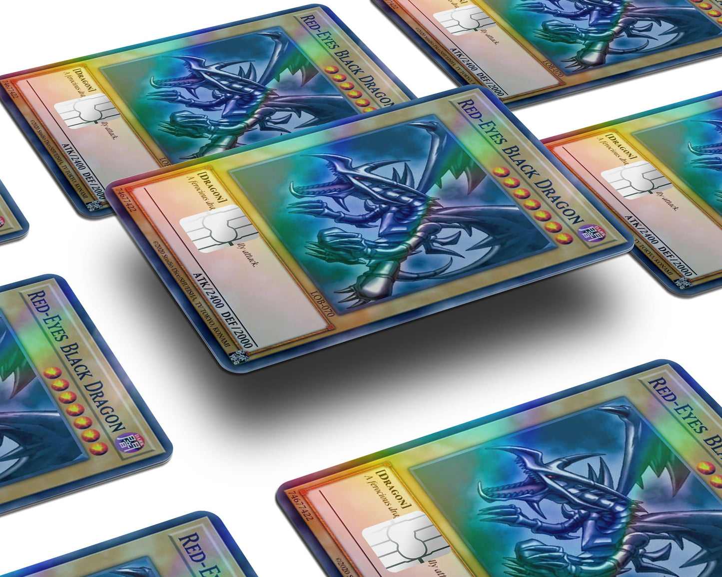 Anime Town Creations Holographic Credit Card Red Eyes Black Dragon Card Window Skins - Anime YGO Holographic Credit Card Skin