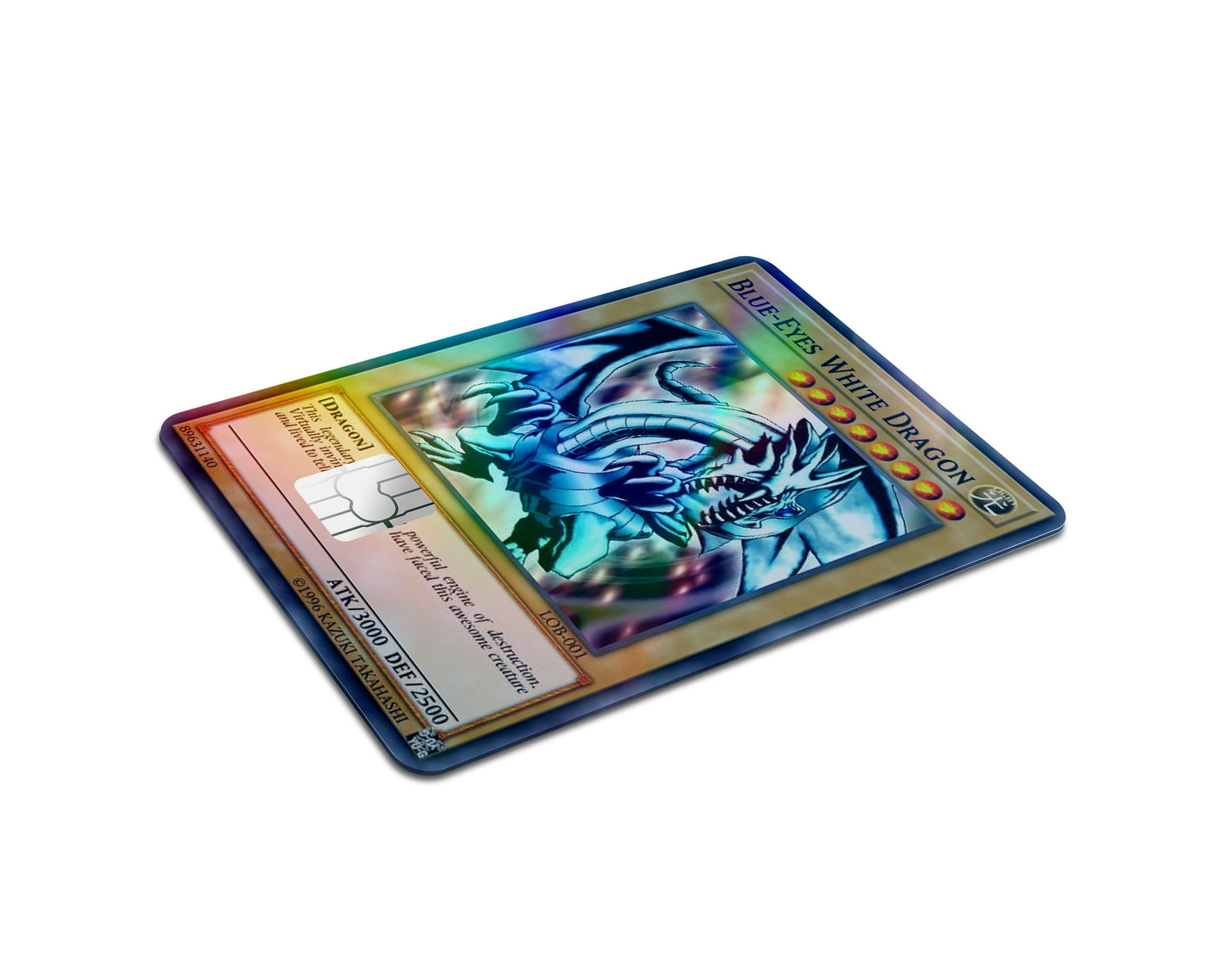 Anime Town Creations Holographic Credit Card Blue Eyes White Dragon 1st Edition Card Half Skins - Anime YGO Holographic Credit Card Skin