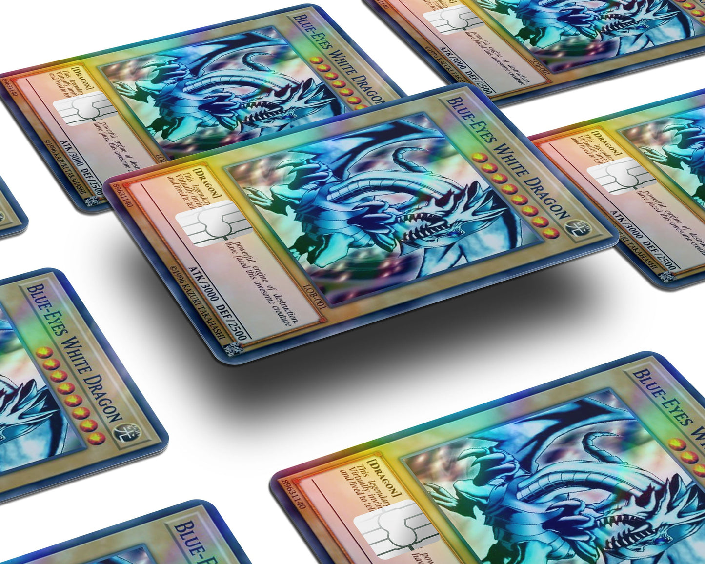 Anime Town Creations Holographic Credit Card Blue Eyes White Dragon 1st Edition Card Window Skins - Anime YGO Holographic Credit Card Skin