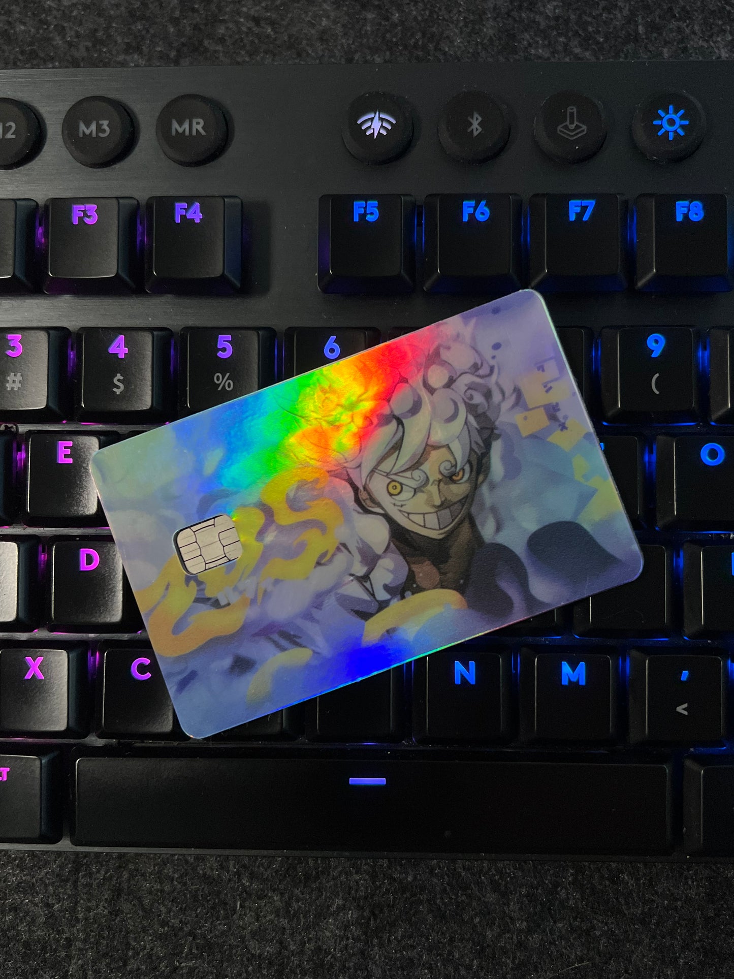 One Piece Luffy Gear 5 White Holographic Credit Card Skin