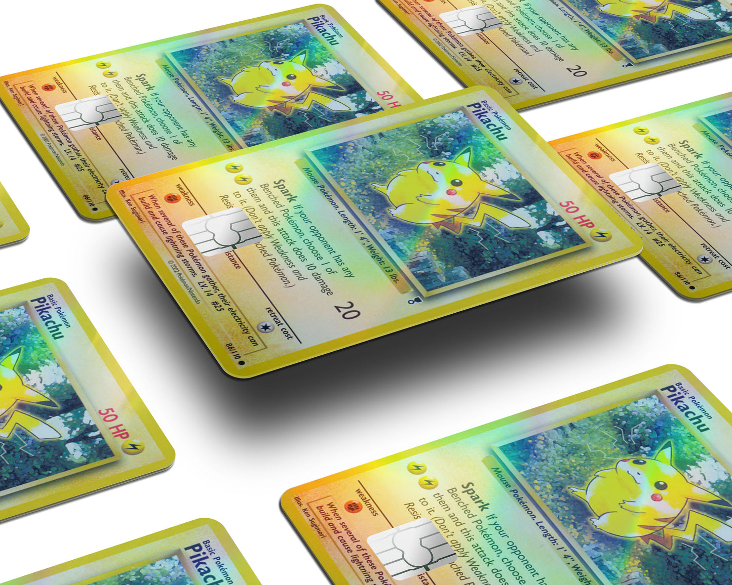 Pikachu Pokemon Card Holographic Credit Card Skin