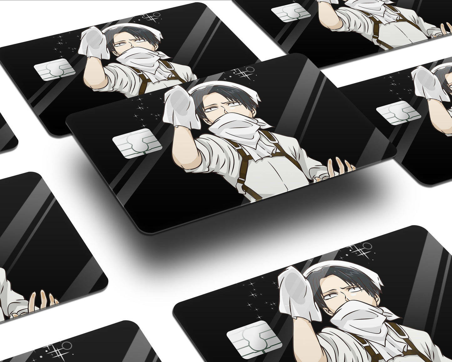 Anime Town Creations Credit Card Levi Cleaning Black Half Skins - Anime Attack on Titan Skin