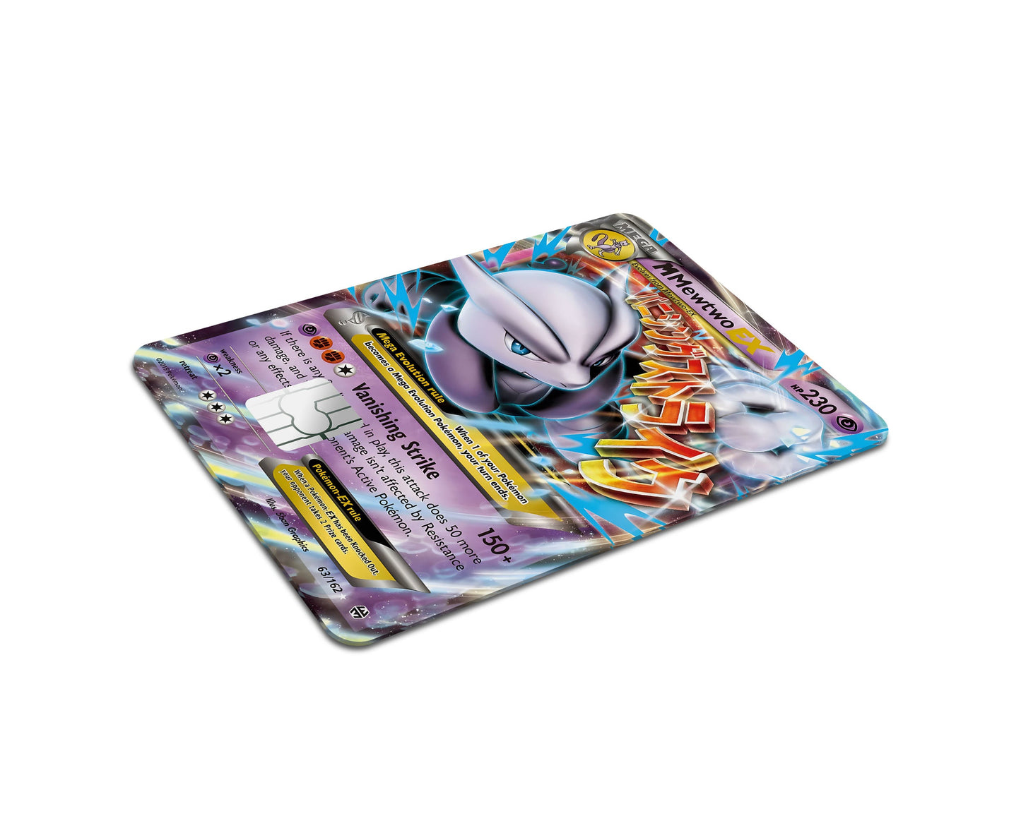 Anime Town Creations Credit Card Mega Mewtwo X Pokemon Card Full Skins - Anime Pokemon Credit Card Skin
