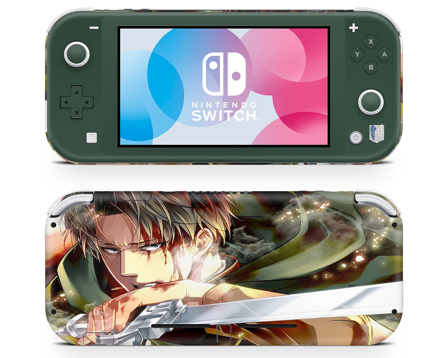 Anime Town Creations Nintendo Switch Lite Attack on Titan Levi Ackerman Green Vinyl only Skins - Anime Attack on Titan Switch Lite Skin