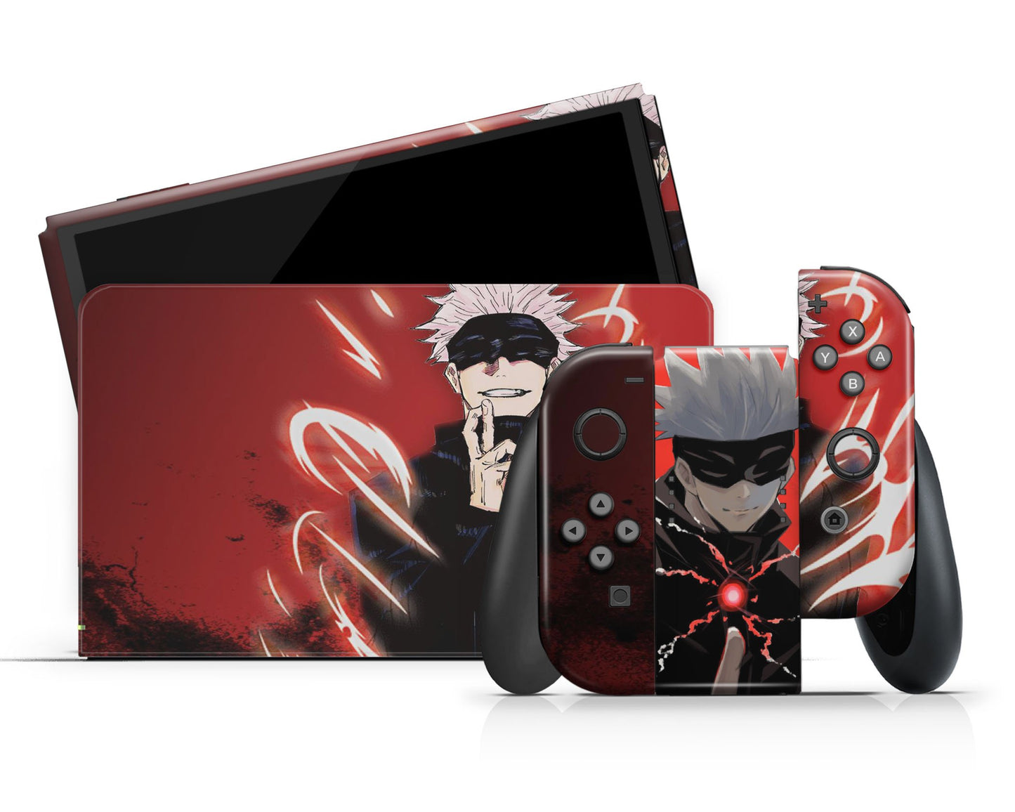 Anime Town Creations Nintendo Switch OLED Satoru Gojo Red Vinyl +Tempered Glass Skins - Anime Jujutsu Kaisen Switch OLED Skin