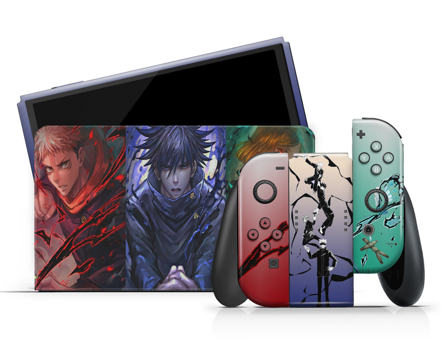 Anime Town Creations Nintendo Switch OLED Jujutsu Kaisen Team Vinyl +Tempered Glass Skins - Anime Jujutsu Kaisen Switch OLED Skin