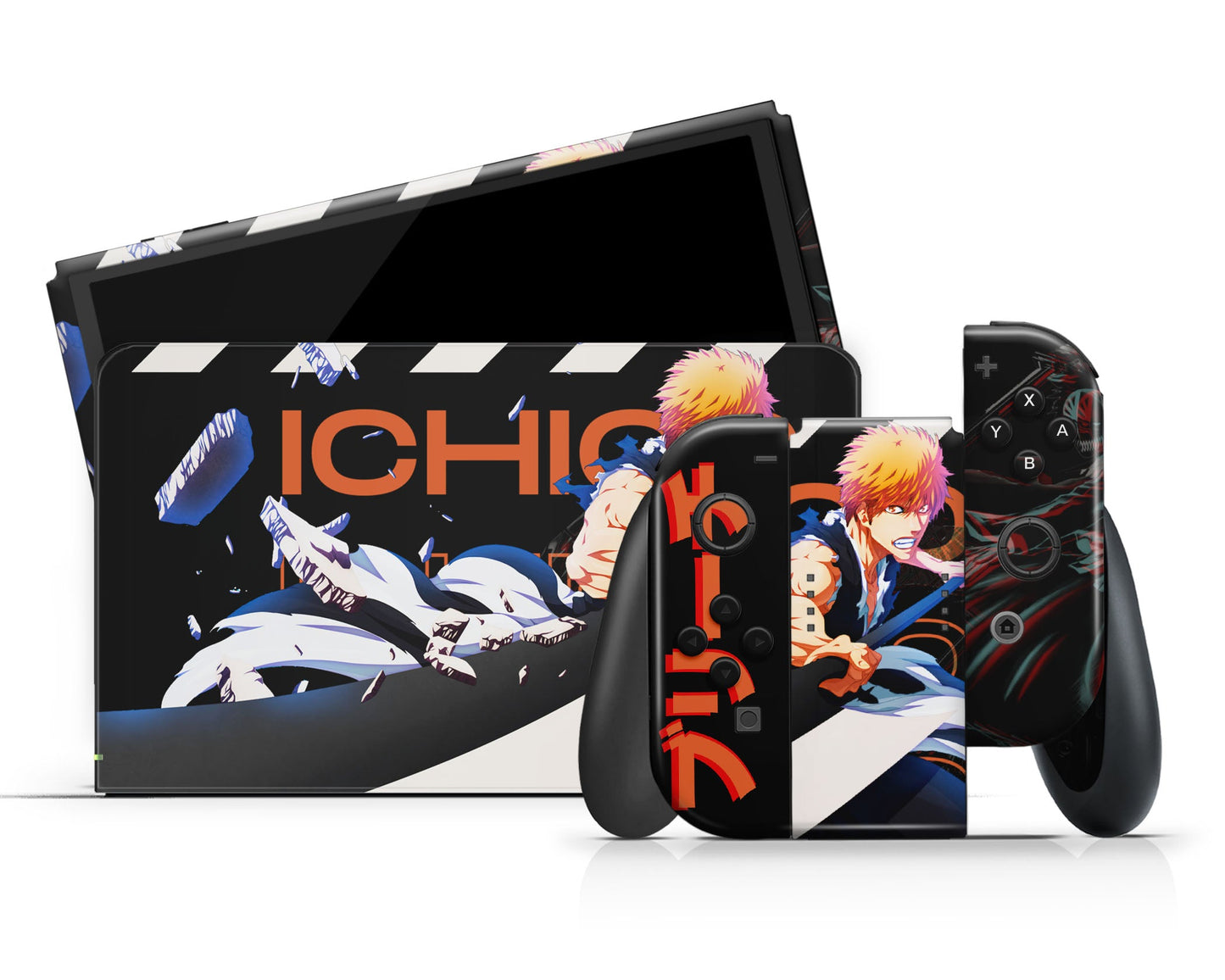 Anime Town Creations Nintendo Switch OLED Bleach Kurosaki Ichigo Vinyl +Tempered Glass Skins - Anime Bleach Switch OLED Skin