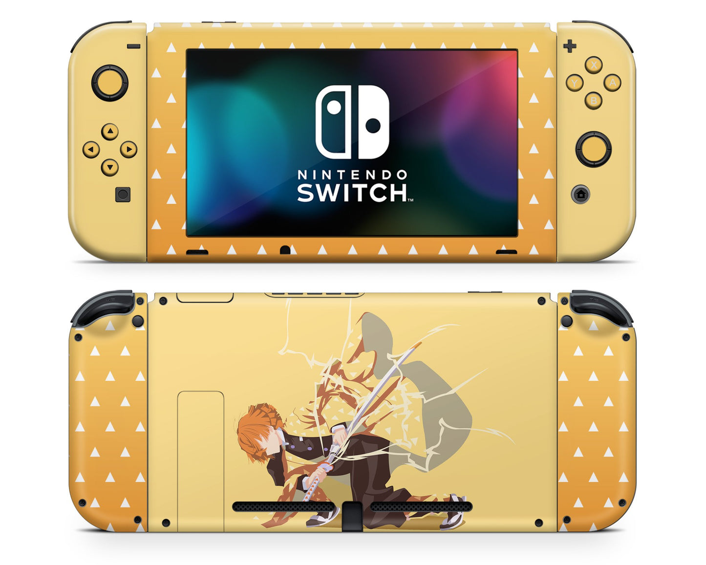 Nintendo Nintendo Switch Demon Slayer Zenitsu Lighting Breathing Style Vinyl +Tempered Glass Skins - Anime Demon Slayer Skin