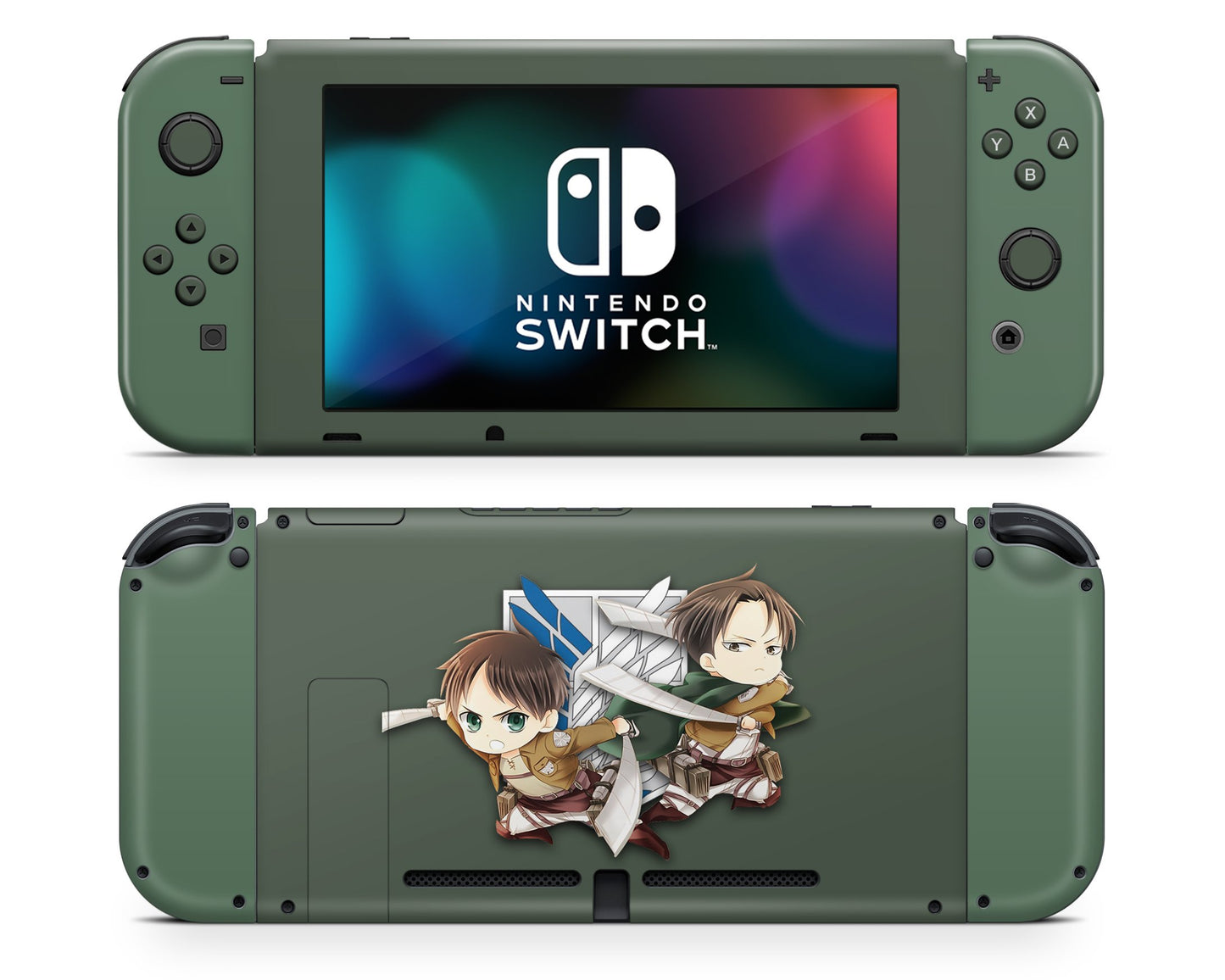 Nintendo Nintendo Switch Attack on Titan Chibi Survey Corps Vinyl +Tempered Glass Skins - Anime Attack on Titan Skin