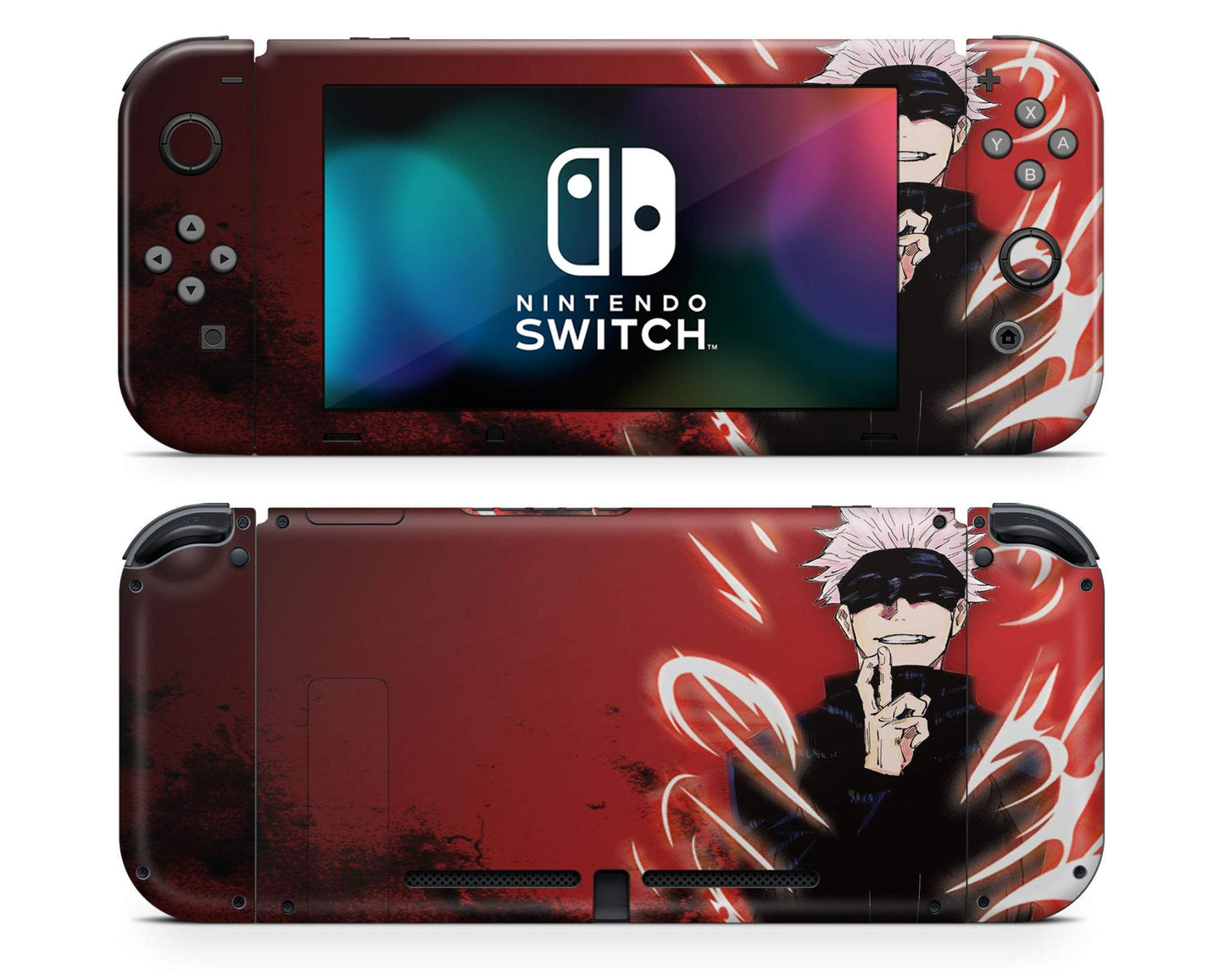 Anime Town Creations Nintendo Switch Satoru Gojo Red Vinyl +Tempered Glass Skins - Anime Jujutsu Kaisen Skin