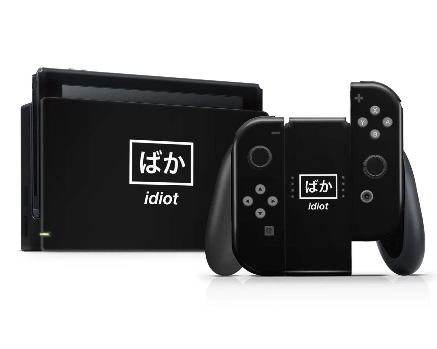 Anime Town Creations Nintendo Switch Idiot Baka Black Vinyl +Tempered Glass Skins - Art Quotes Skin