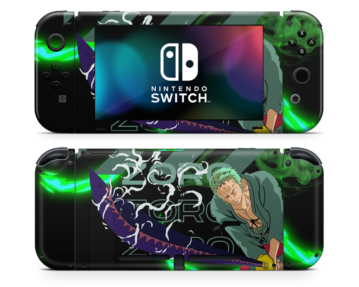 Anime Town Creations Nintendo Switch One Piece Zoro Vinyl +Tempered Glass Skins - Anime One Piece Switch Skin