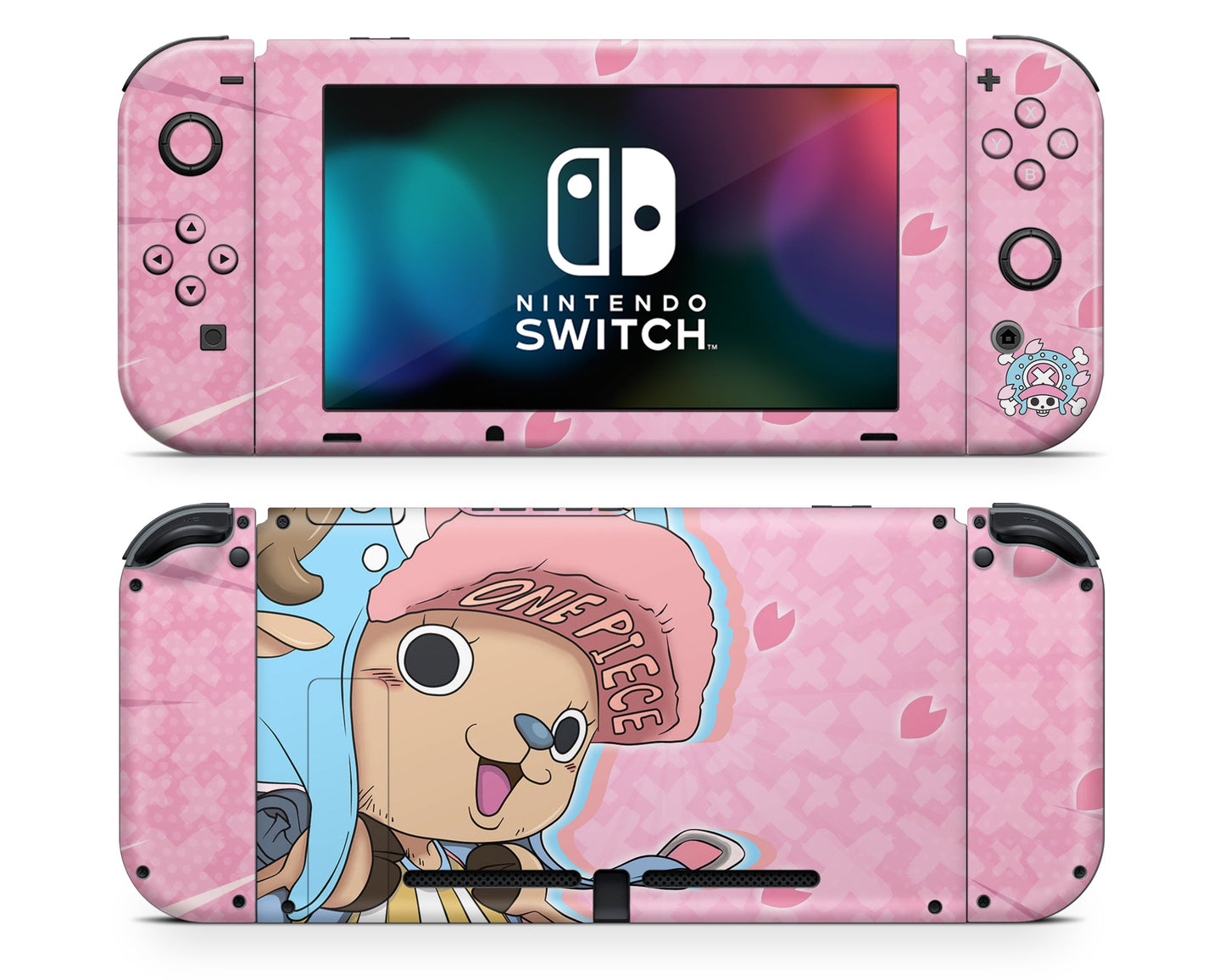Anime Town Creations Nintendo Switch One Pice Cute Chopper Pink Vinyl +Tempered Glass Skins - Anime One Piece Switch Skin