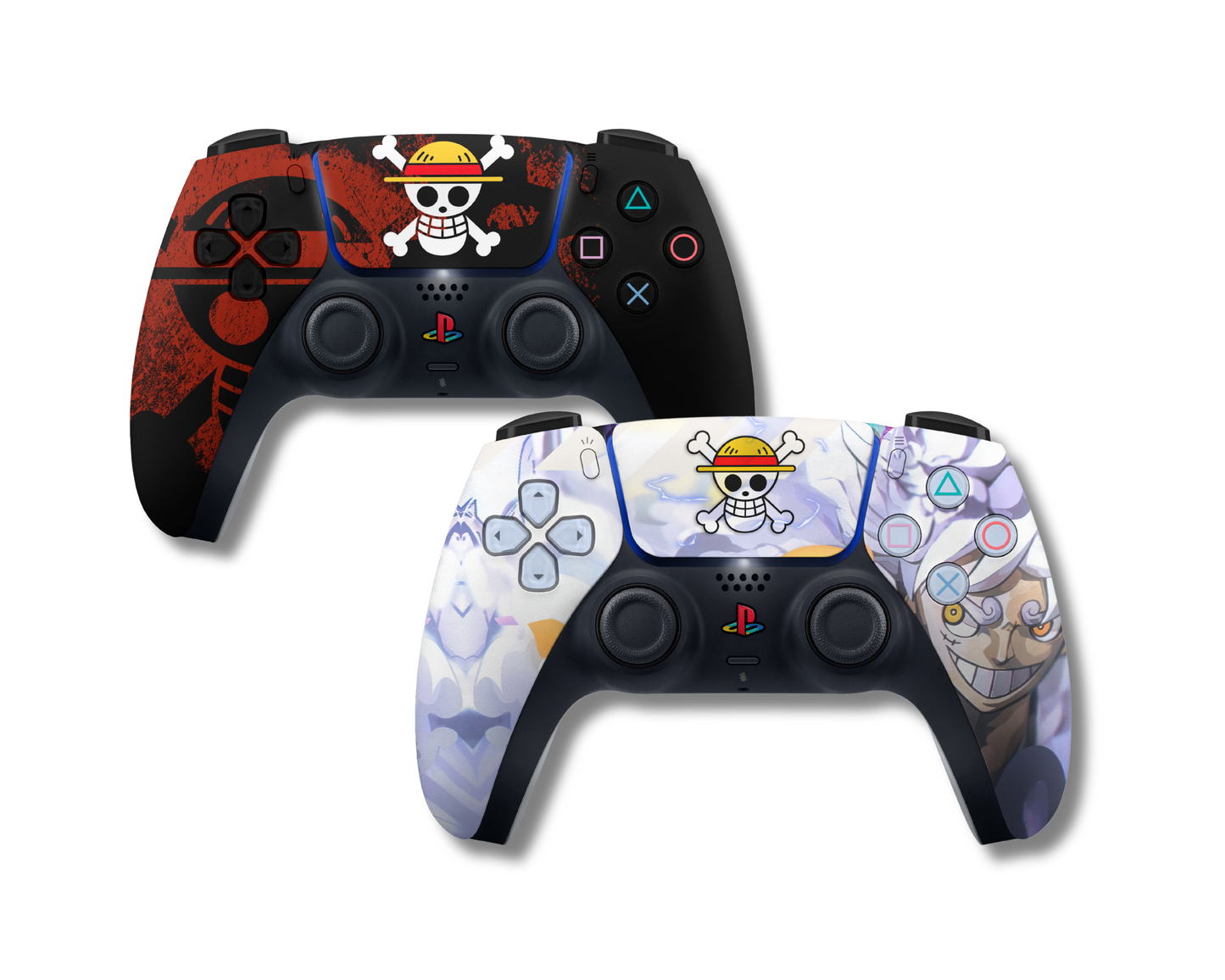 Anime Town Creations PS5 Controller Bundle One Piece Jolly Rogers 2 Pack Skins - Anime One Piece PS5 Controller Bundle Skin