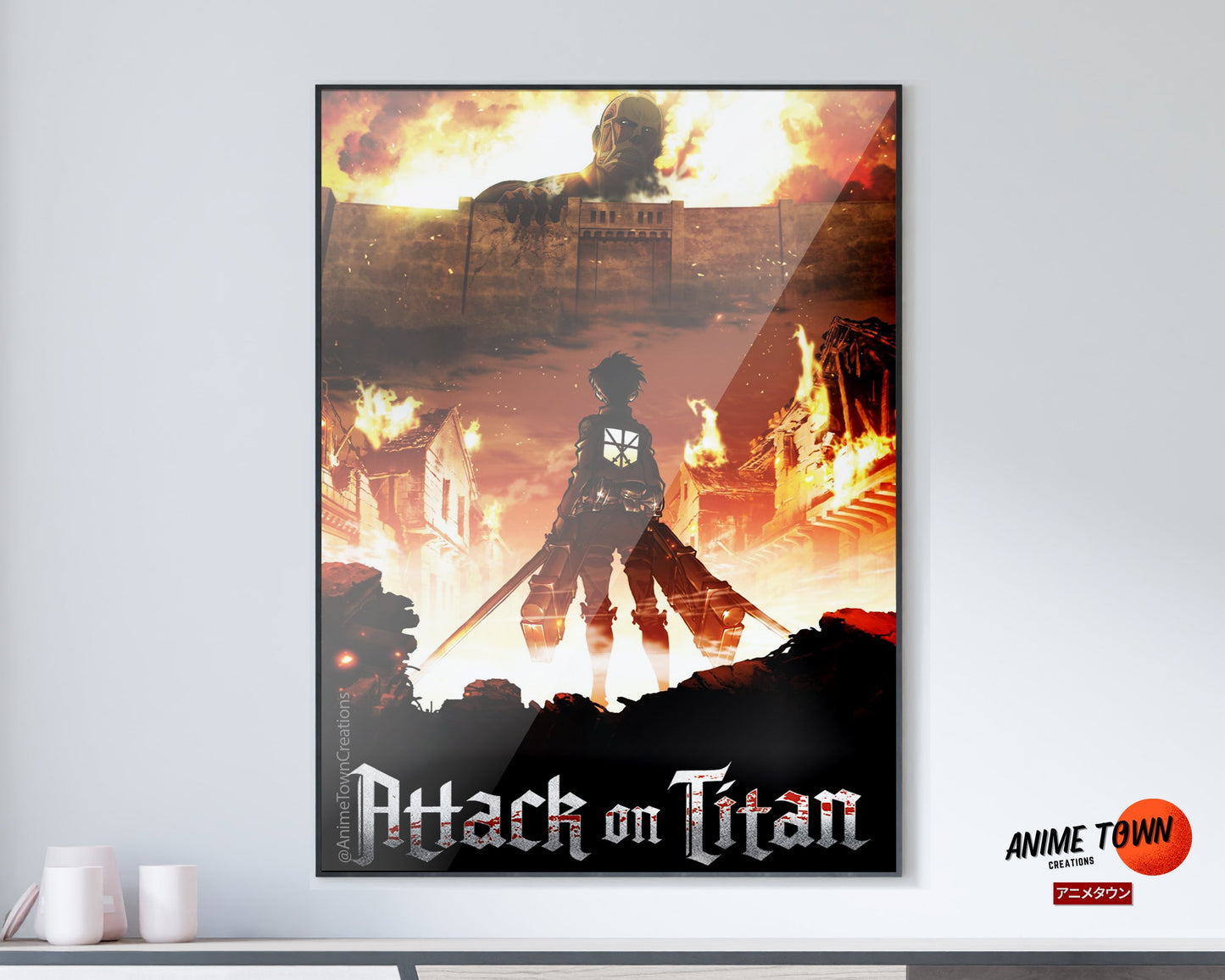 Anime Town Creations Poster Attack on Titan Wall 11" x 17" Home Goods - Anime Attack on Titan Poster