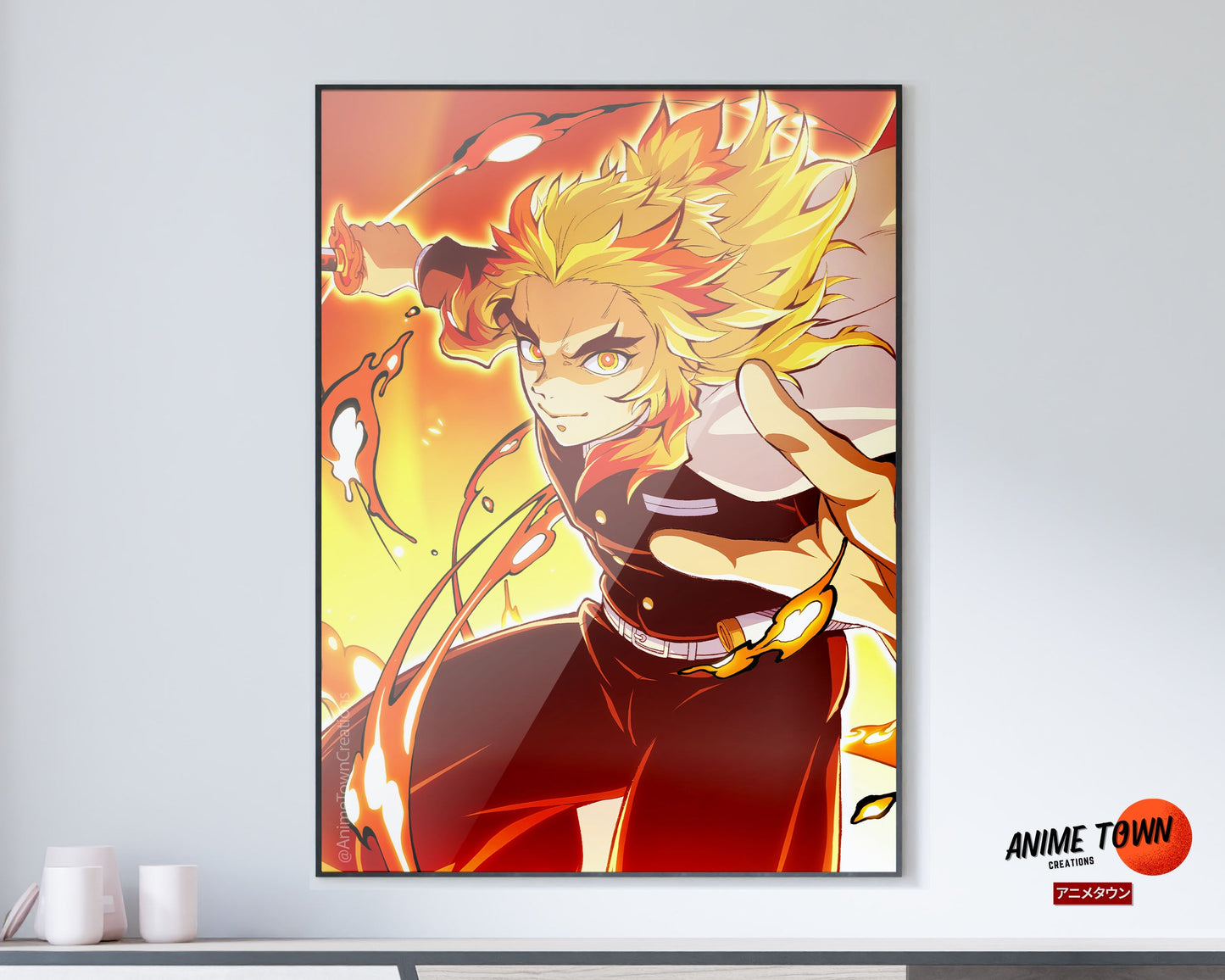 Anime Town Creations Poster Demon Slayer Rengoku Kyojuro 11" x 17" Home Goods - Anime Demon Slayer Poster