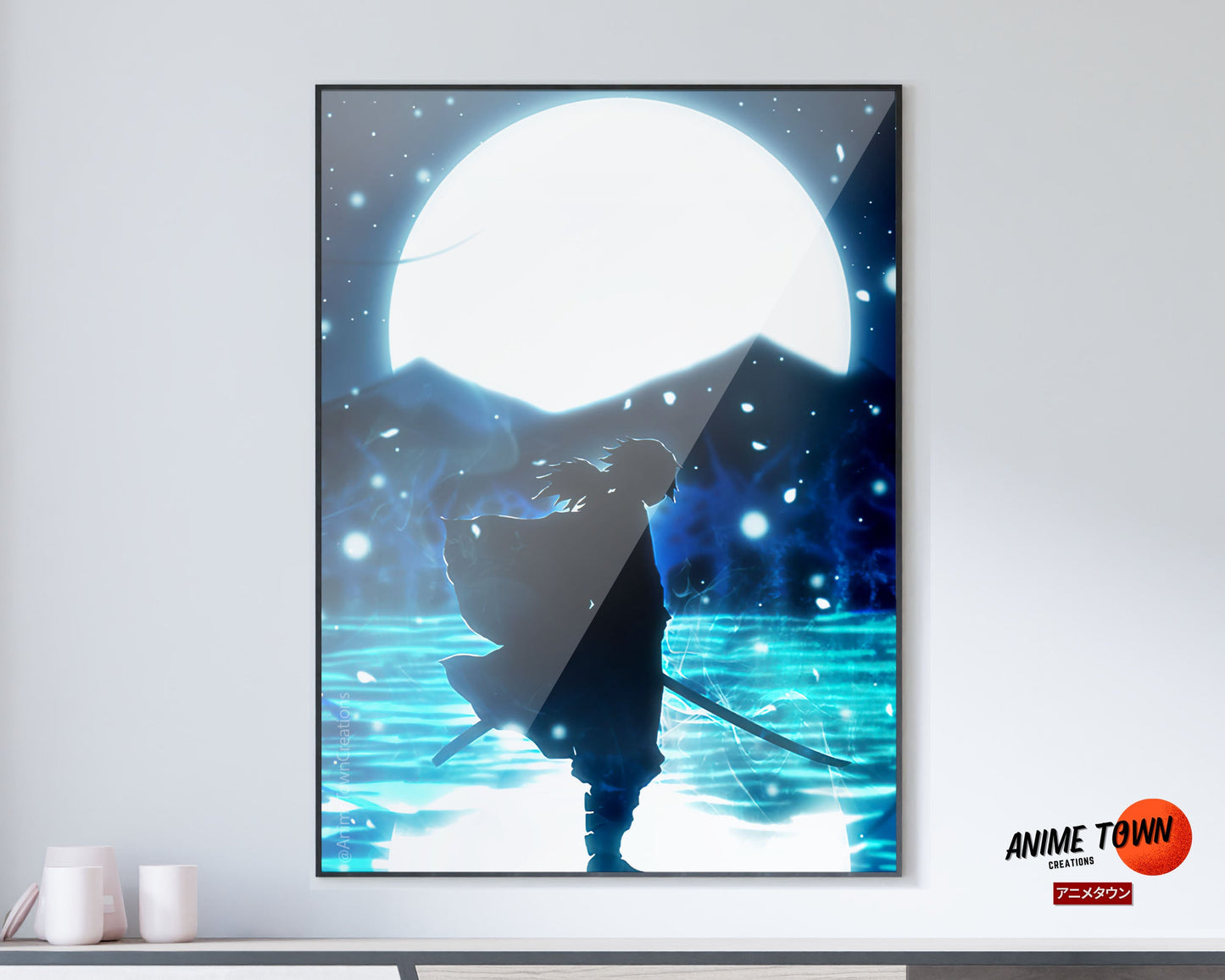 Anime Town Creations Poster Demon Slayer Giyu Tomioka Moonlight 11" x 17" Home Goods - Anime Demon Slayer Poster