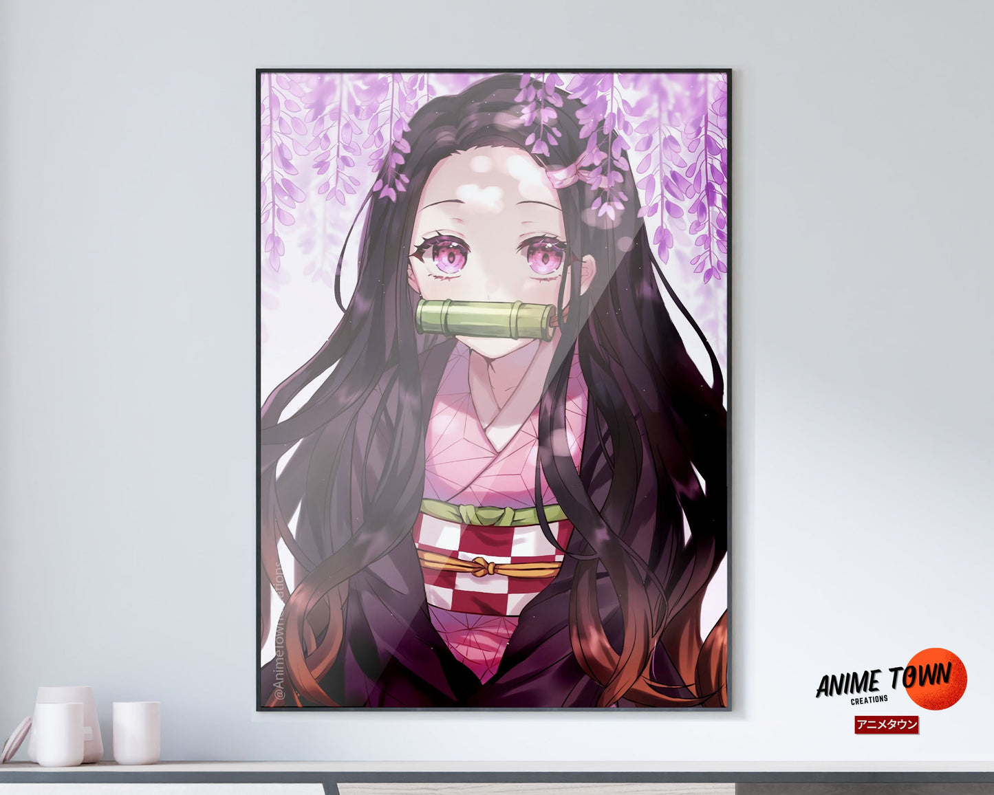 Anime Town Creations Poster Demon Slayer Nezuko Cherry Blossom Pink 11" x 17" Home Goods - Anime Demon Slayer Poster