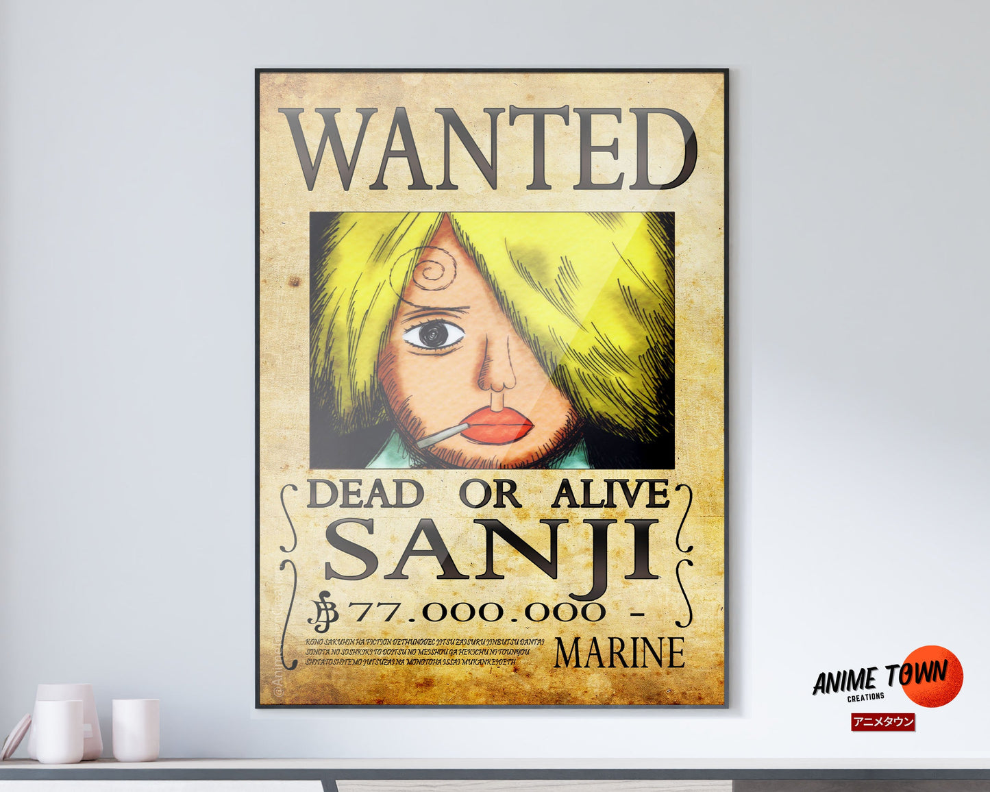 Anime Town Creations Poster One Piece Sanji Wanted Poster 11" x 17" Home Goods - Anime One Piece Poster