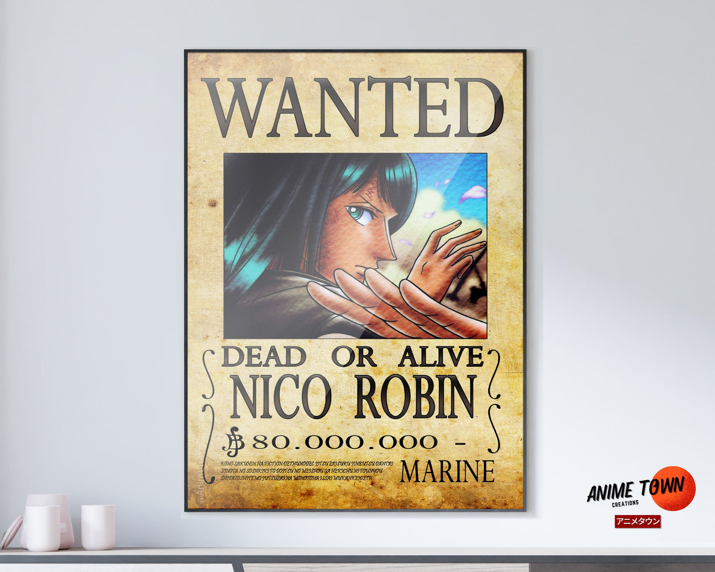 Anime Town Creations Poster One Piece Nico Wanted Poster 11" x 17" Home Goods - Anime One Piece Poster