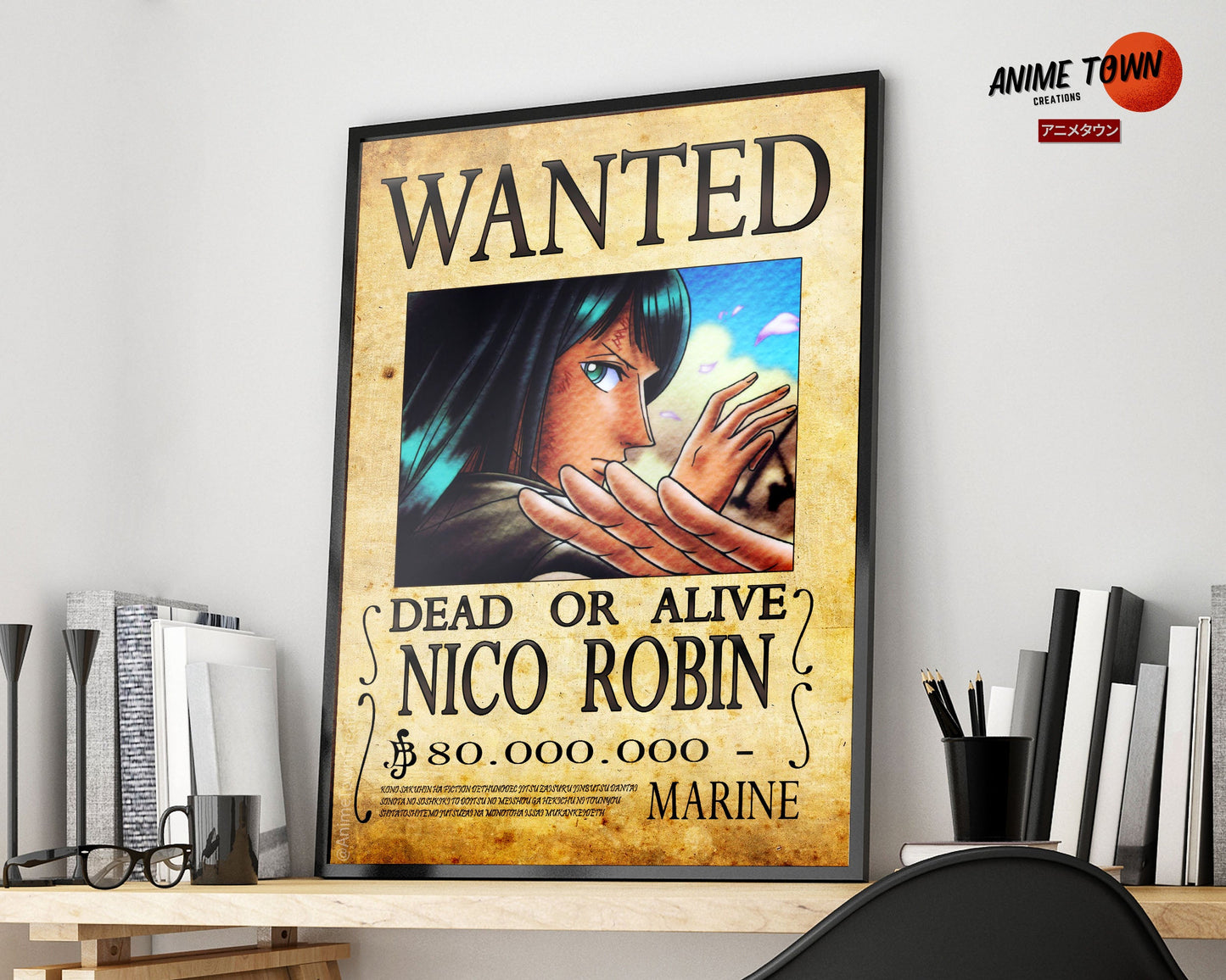 Anime Town Creations Poster One Piece Nico Wanted Poster 5" x 7" Home Goods - Anime One Piece Poster