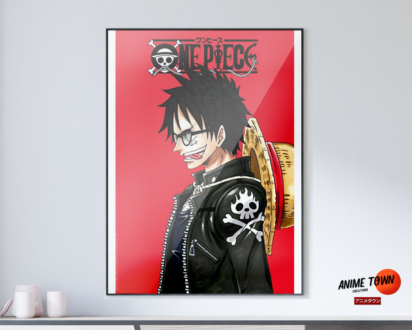 Anime Town Creations Poster One Piece Minimalist Red 11" x 17" Home Goods - Anime One Piece Poster