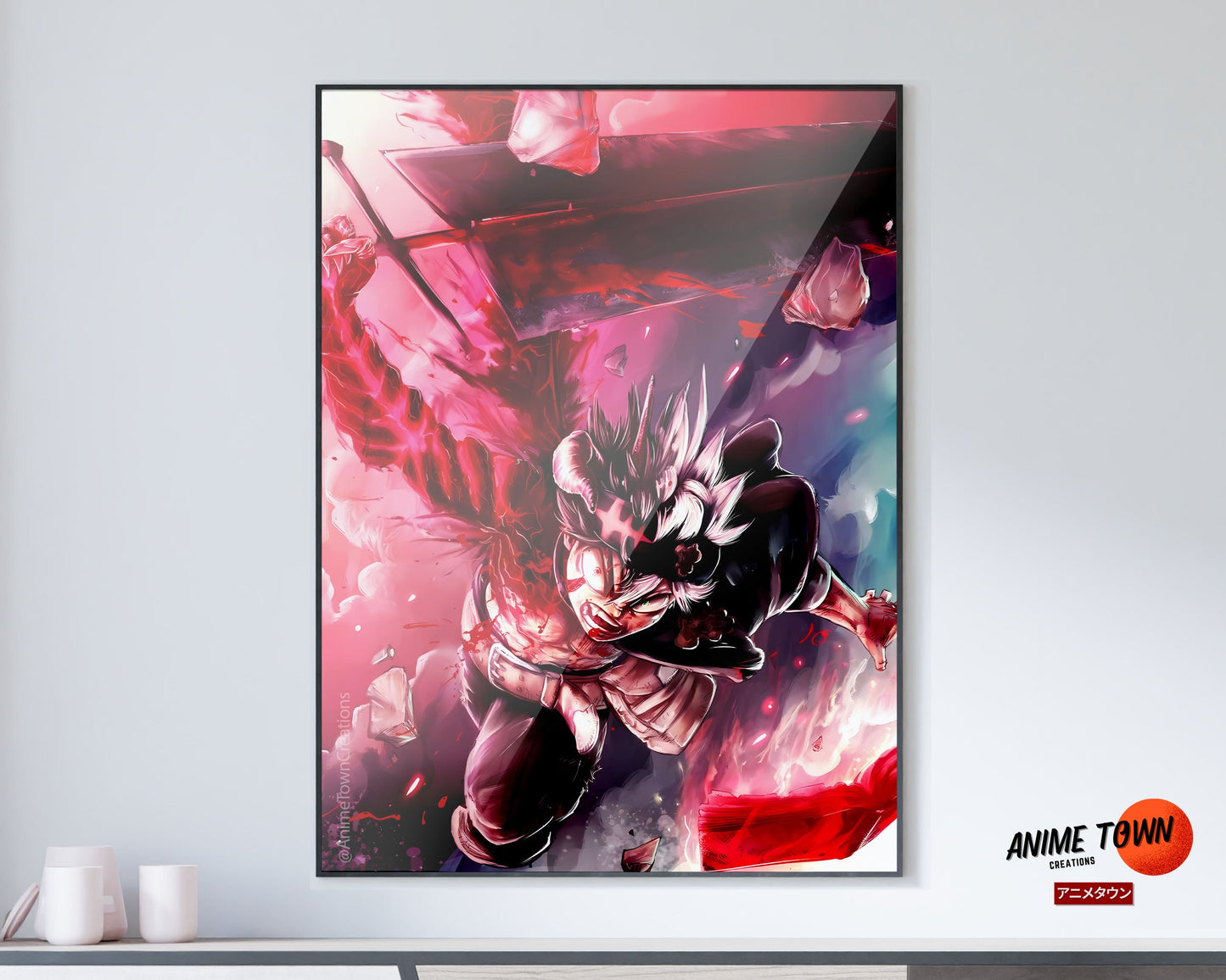 Anime Town Creations Poster Black Clover Asta Artistic Red 11" x 17" Home Goods - Anime Black Clover Poster