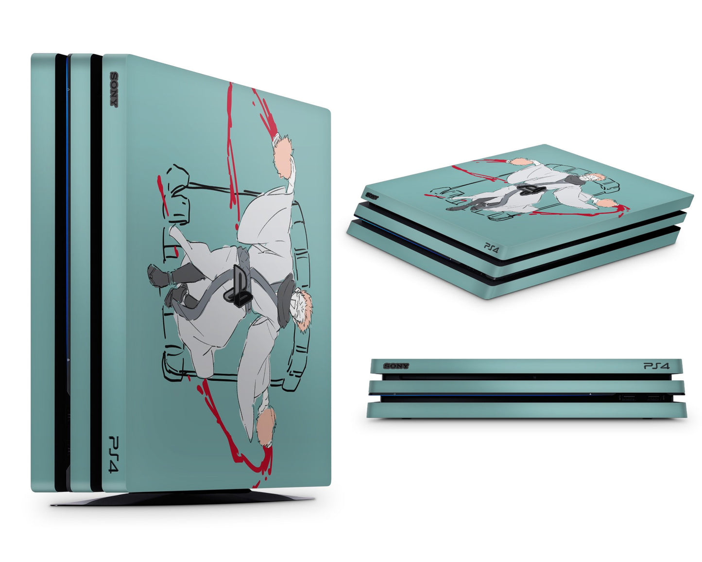 PlayStation PS4 Jujutsu Kaisen Minimalist Sukuna Teal PS4 Skins - Anime Jujutsu Kaisen Skin