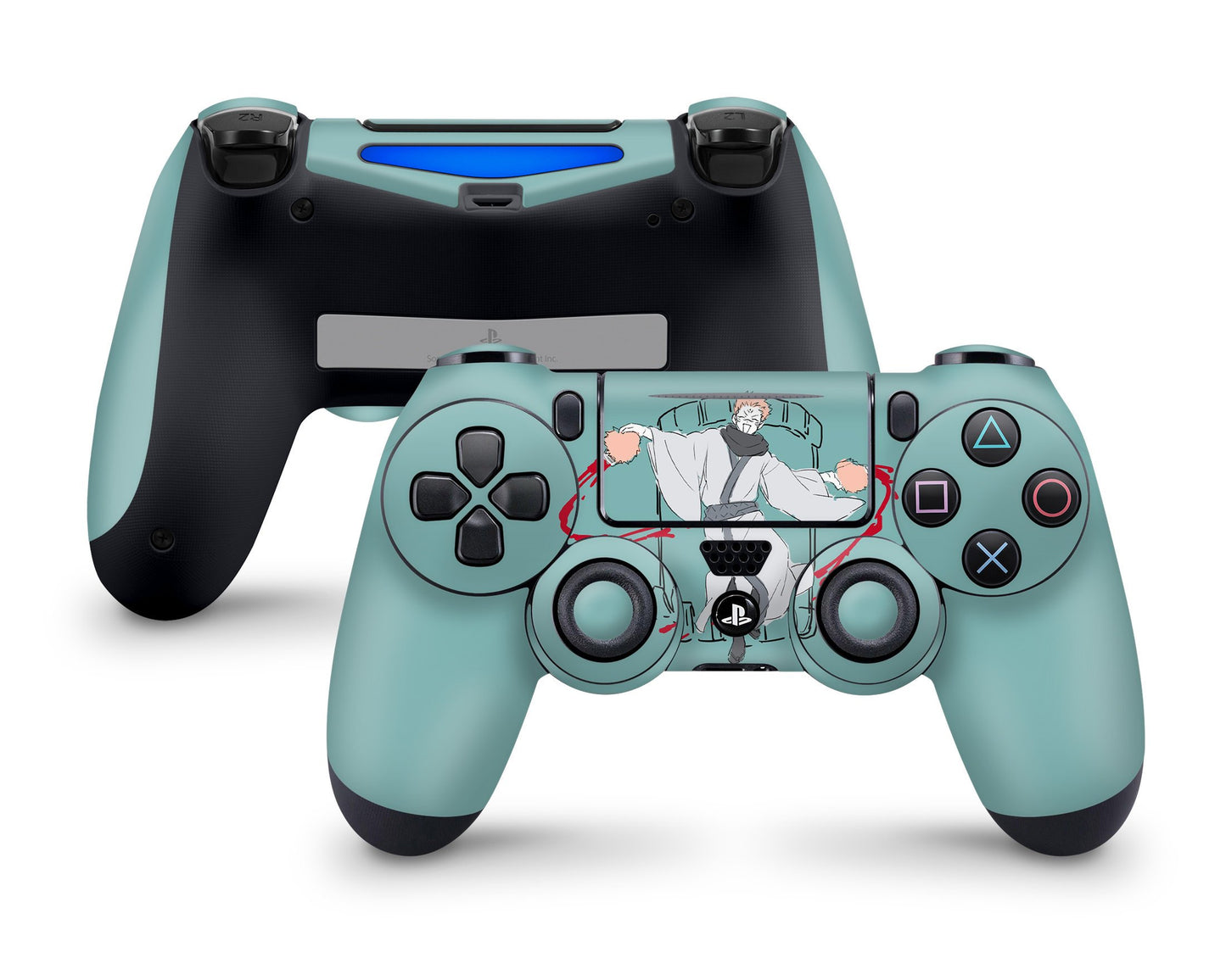 Jujutsu Kaisen Minimalist Sukuna Teal PS4 Controller Skin