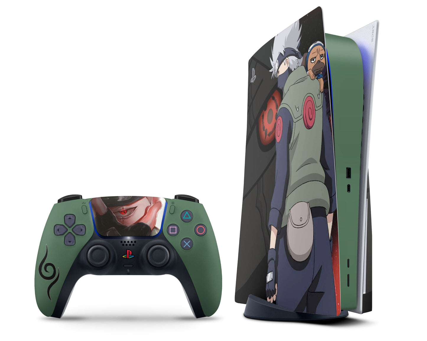 Anime Town Creations PS5 Hatake Sharingan Green PS5 Skins - Anime Ninja PS5 Skin