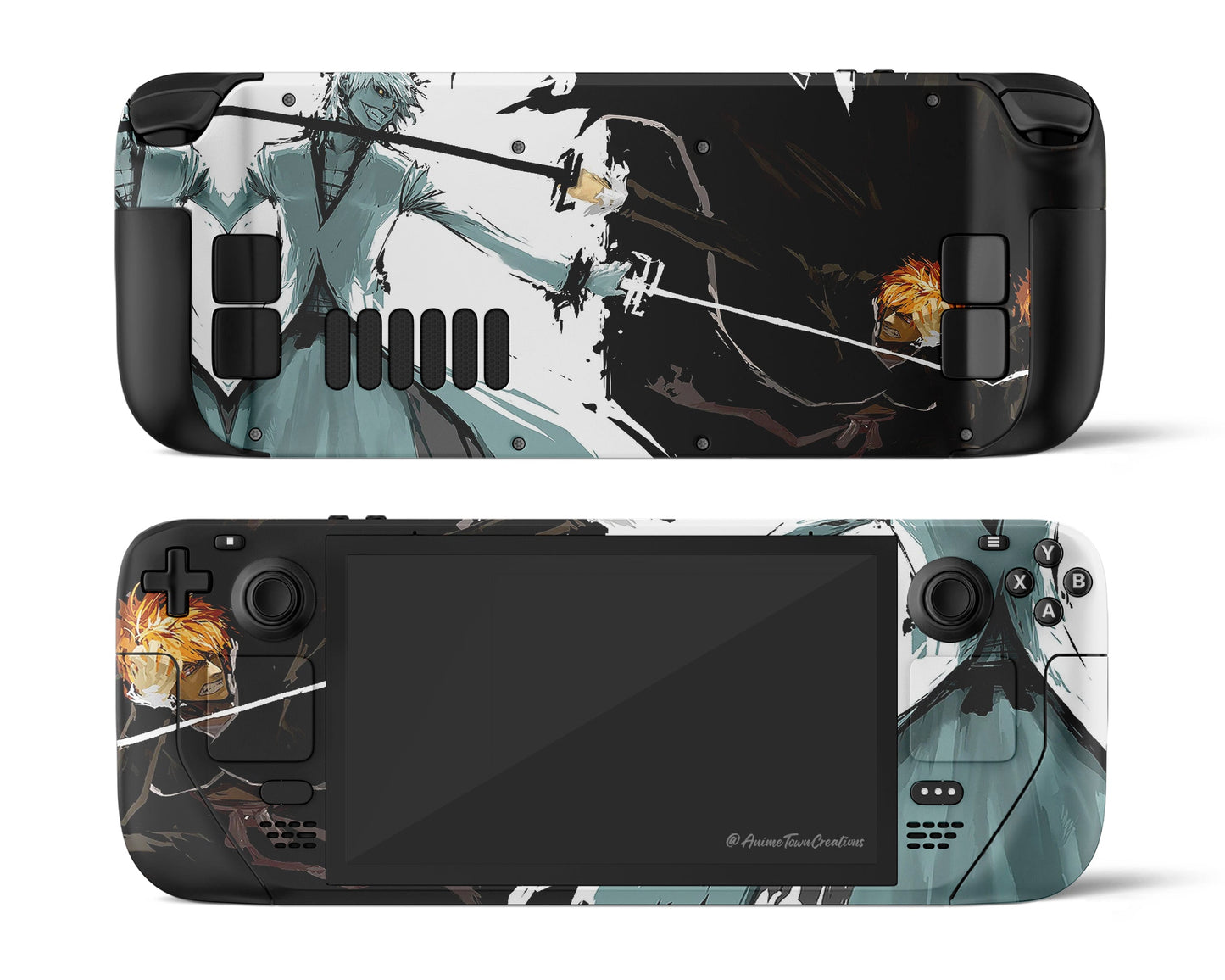Anime Town Creations Steam Deck Bleach Ichigo vs Zangetsu Black Vinyl only Skins - Anime Bleach Steam Deck Skin