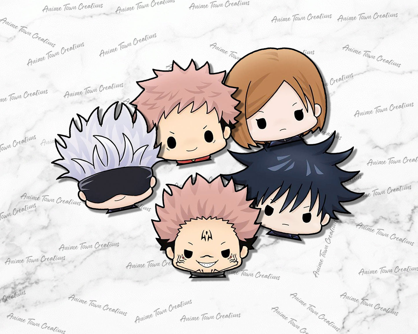 Anime Town Creations Sticker Pack Chibi Jujutsu Kaisen Peeker 5" Accessories - Anime Demon Slayer Pack
