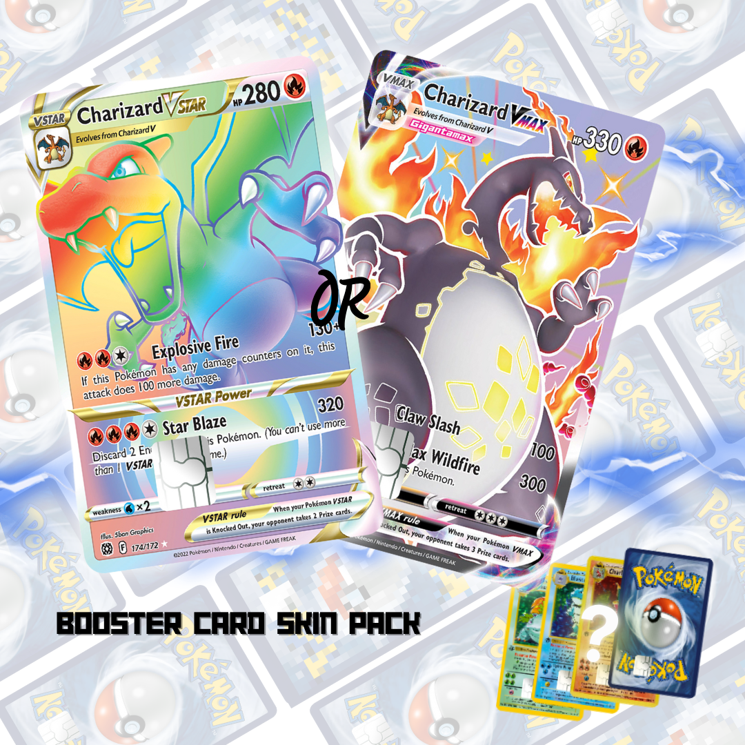 Pokemon Charizard Mystery Booster Pack - 5 in 1 Credit Card Skin Bundle