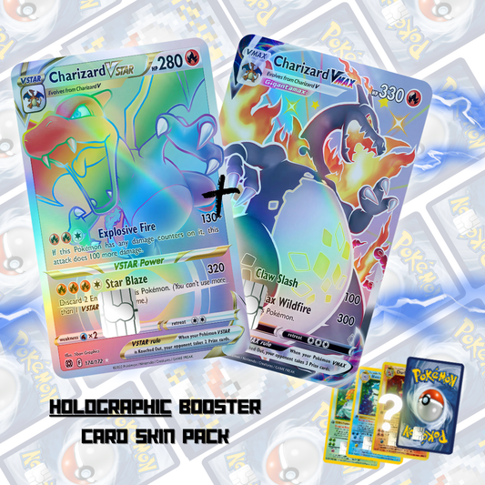 Pokemon Charizard Mystery Booster Pack - 5 in 1 Holographic Credit Card Skin Bundle