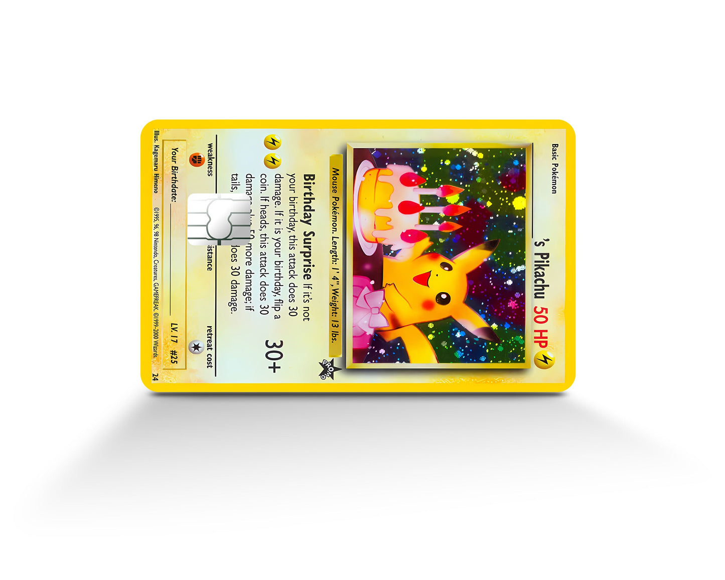 Birthday Pikachu Pokemon Card Credit Card Credit Card Skin – Anime Town Creations