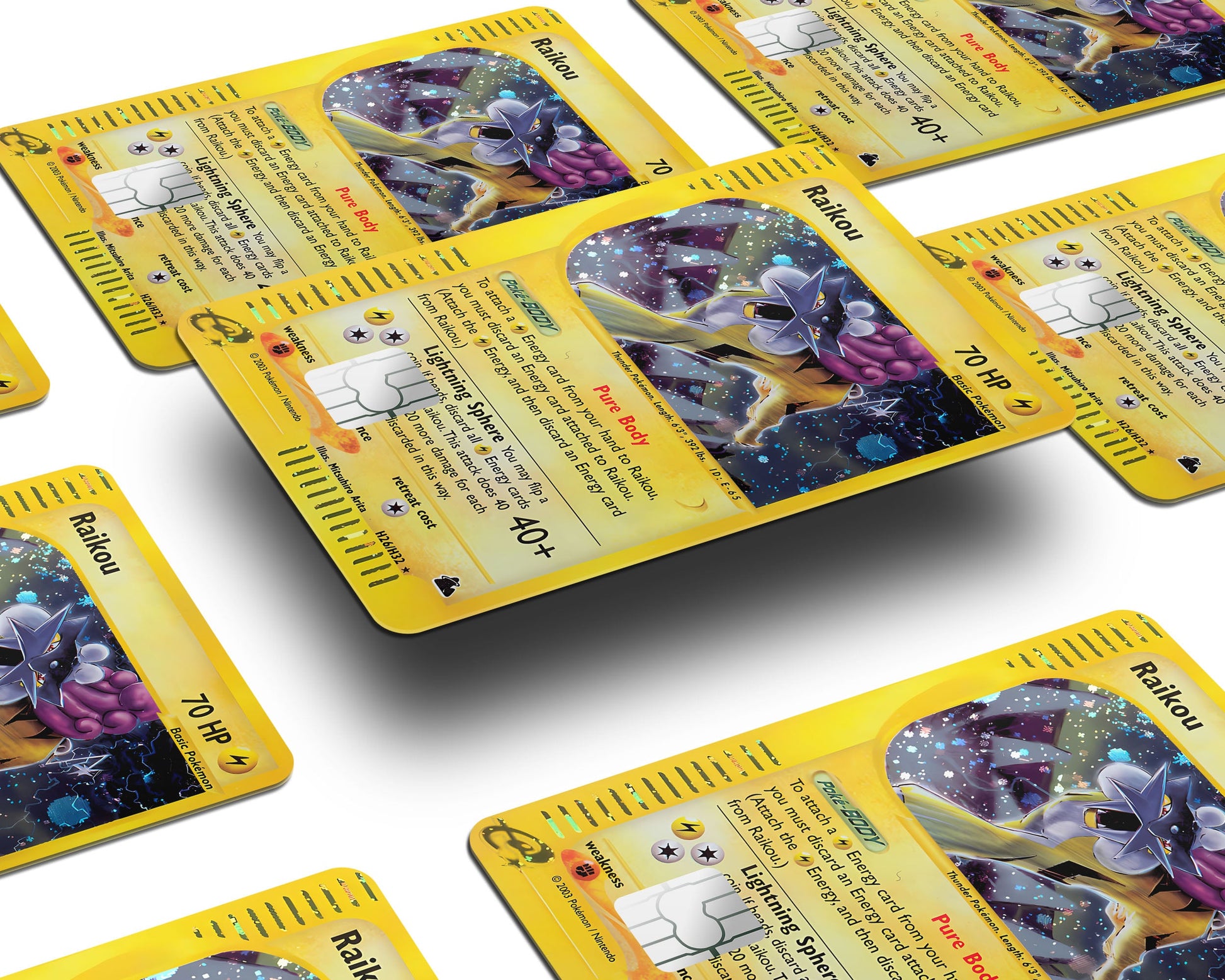 Anime Town Creations Credit Card Legendary Raikou Pokemon Card Window Skins - Anime Pokemon Credit Card Skin