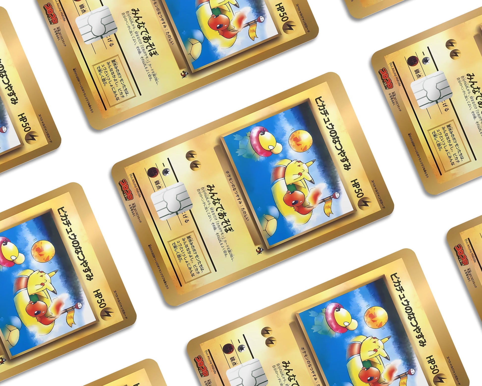 pokemon pikachu's vacation cards Pikachu Summer Vacation JP Pokemon Card Credit Card Credit Card Skin – Anime Town Creations