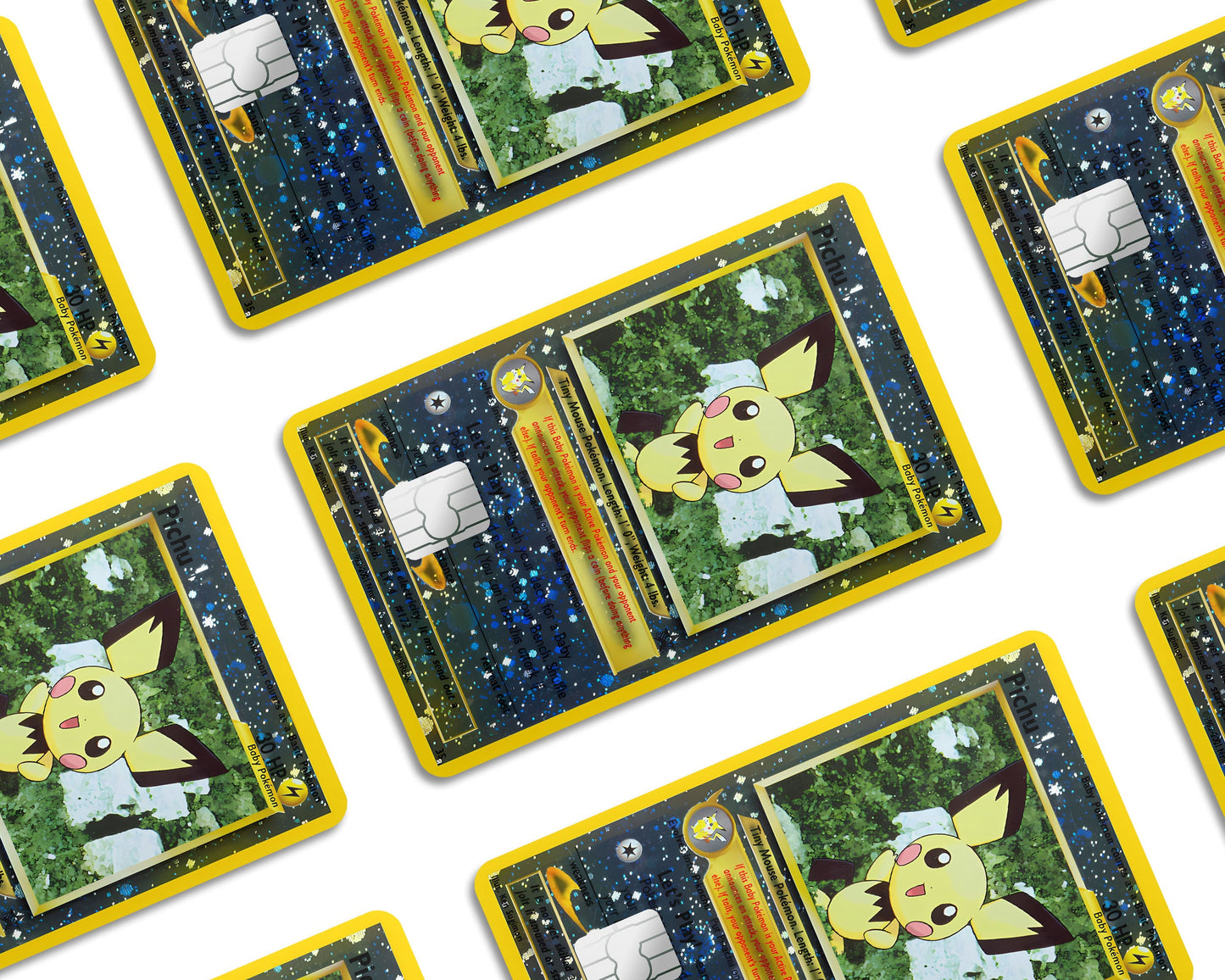 Anime Town Creations Credit Card Promo Pichu Star Pokemon Card Window Skins - Anime Pokemon Credit Card Skin