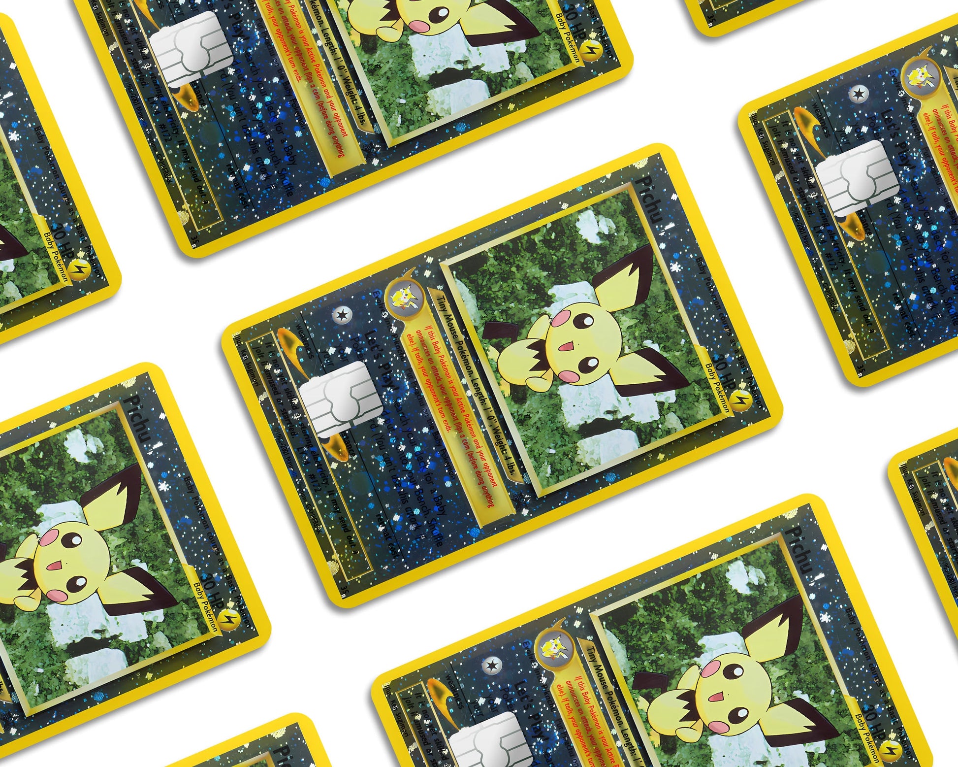 Anime Town Creations Credit Card Promo Pichu Star Pokemon Card Window Skins - Anime Pokemon Credit Card Skin