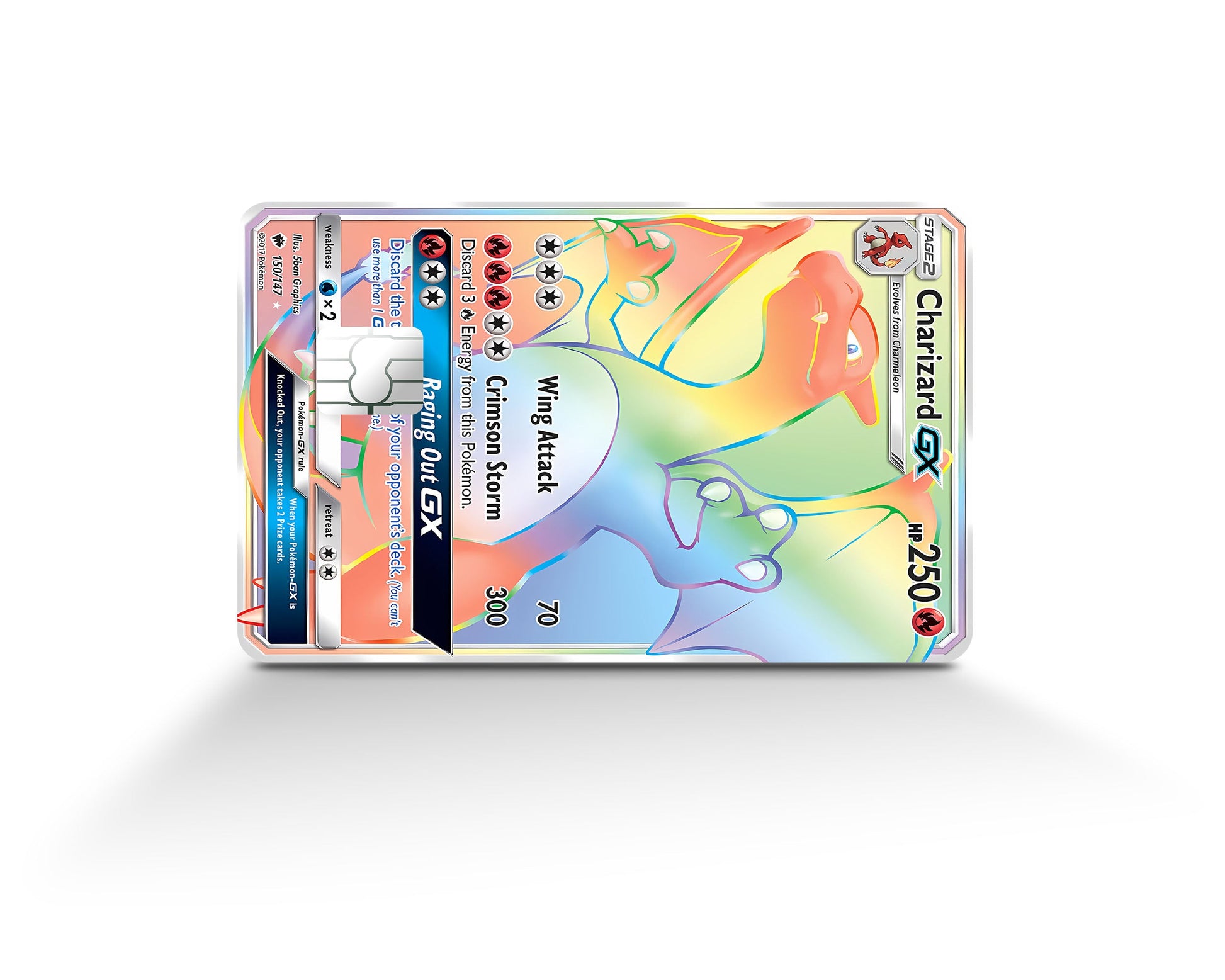 Anime Town Creations Credit Card Rainbow Charizard Pokemon Card Full Skins - Anime Pokemon Credit Card Skin