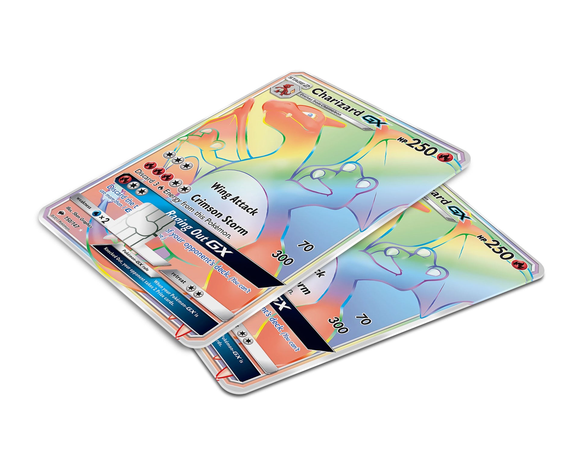 pokemon cards charizard rainbow Rainbow Charizard Pokemon Card Credit Card Credit Card Skin – Anime Town Creations